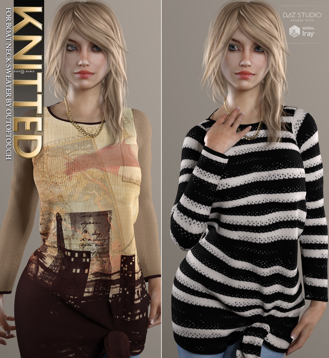 Knitted for Boat Neck Sweater by N/A