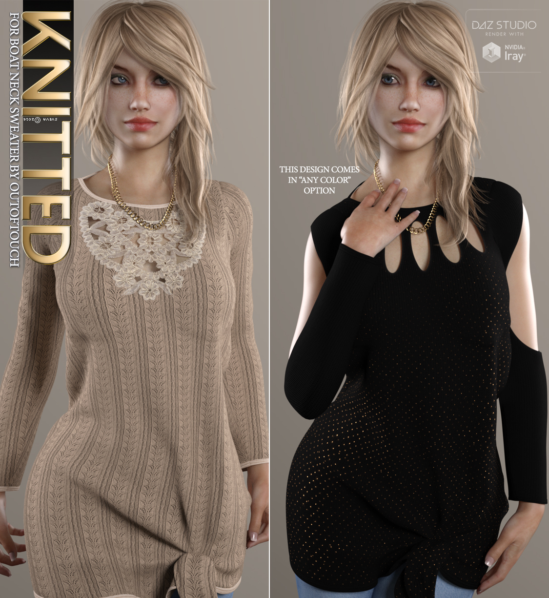 Knitted for Boat Neck Sweater by N/A