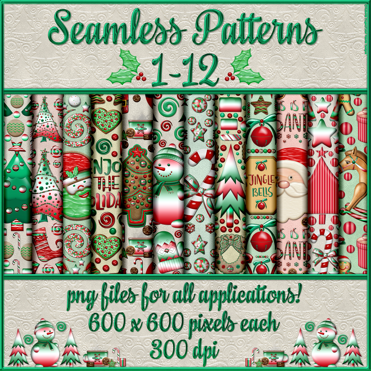 Sweet Holiday Treats Seamless Patterns by N/A