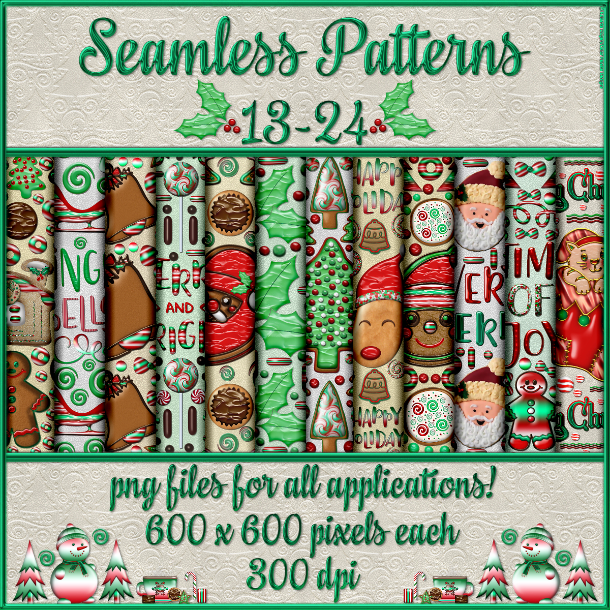 Sweet Holiday Treats Seamless Patterns by N/A