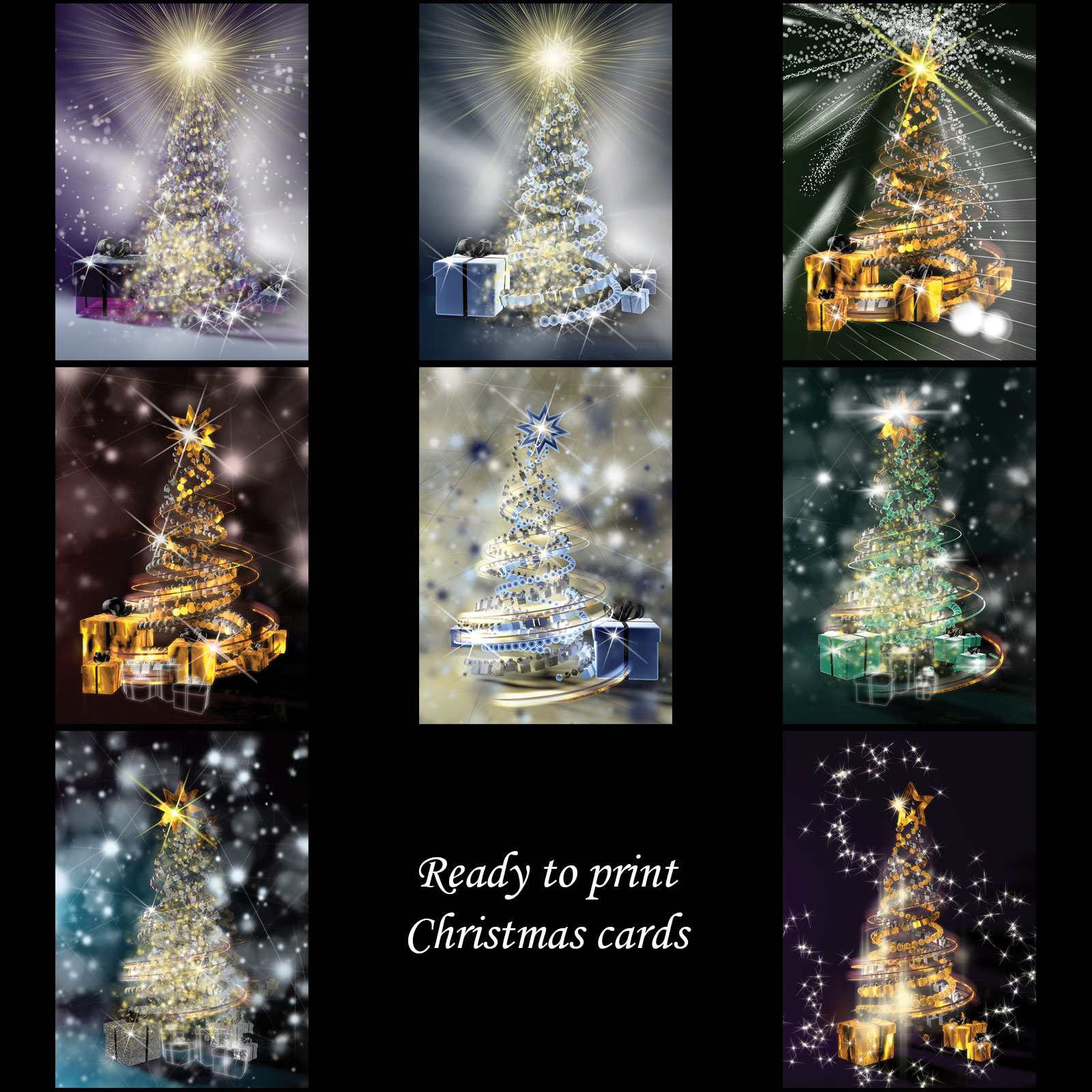 Glowing Tree Christmas Cards by N/A