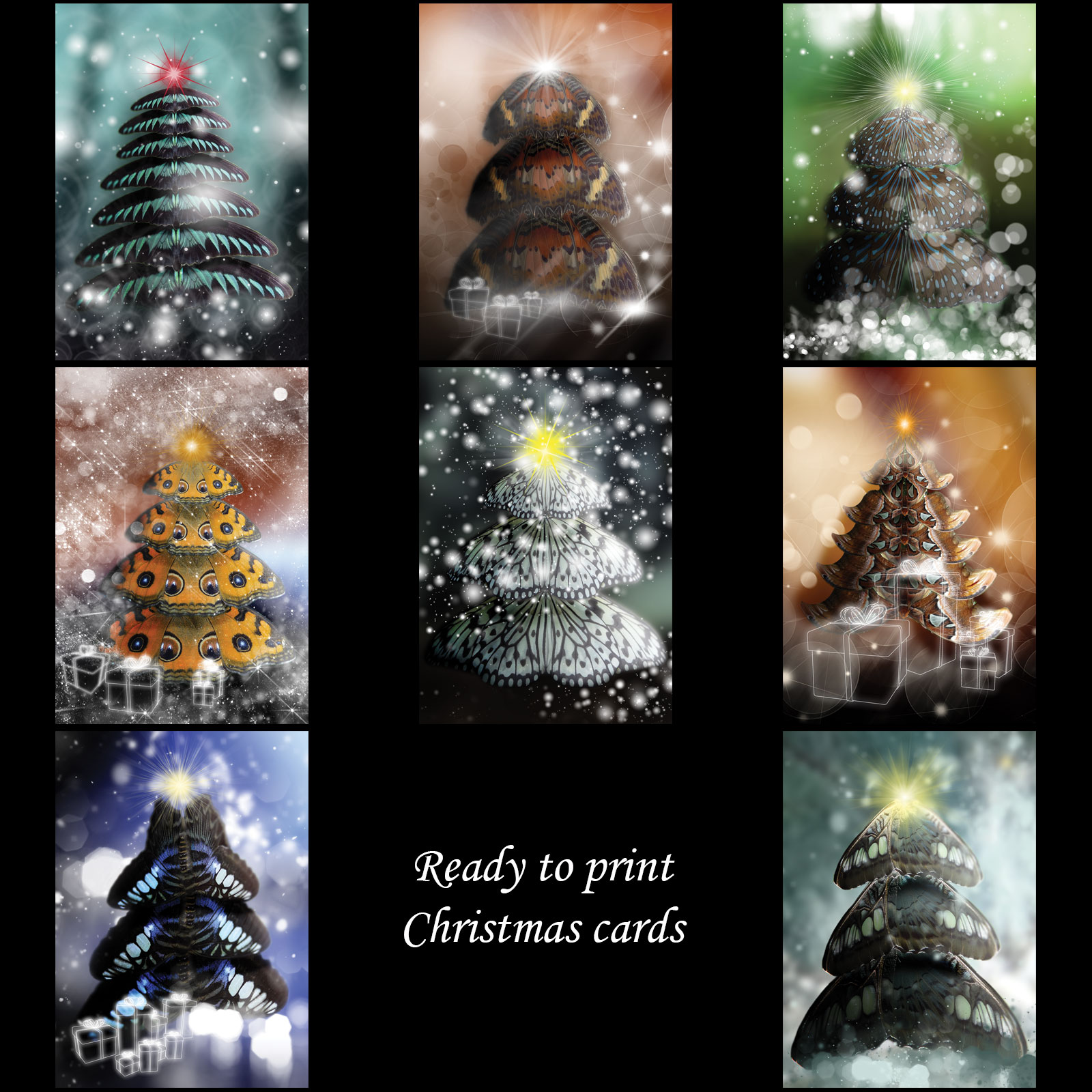 Butterfly Trees Christmas Cards by N/A