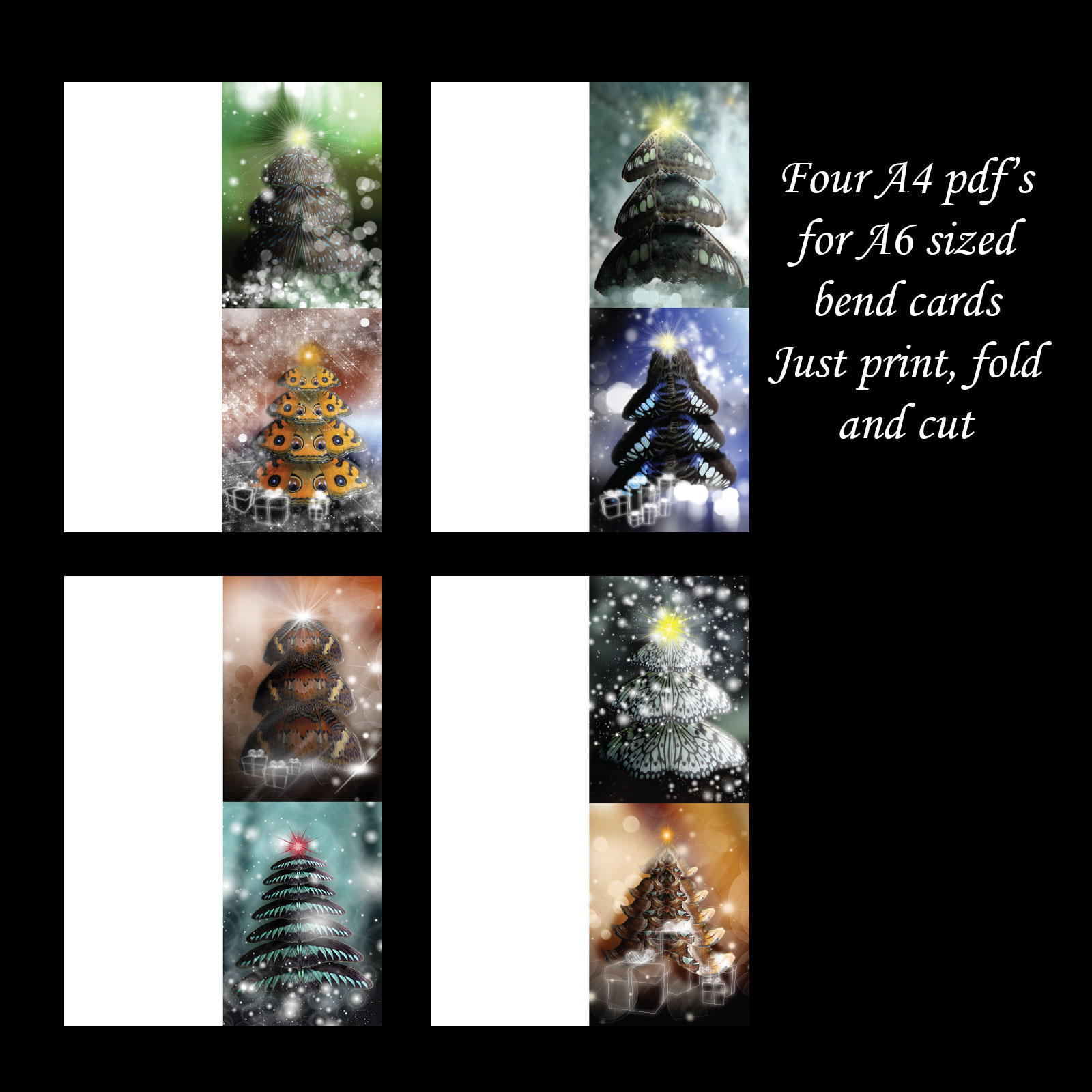 Butterfly Trees Christmas Cards by N/A