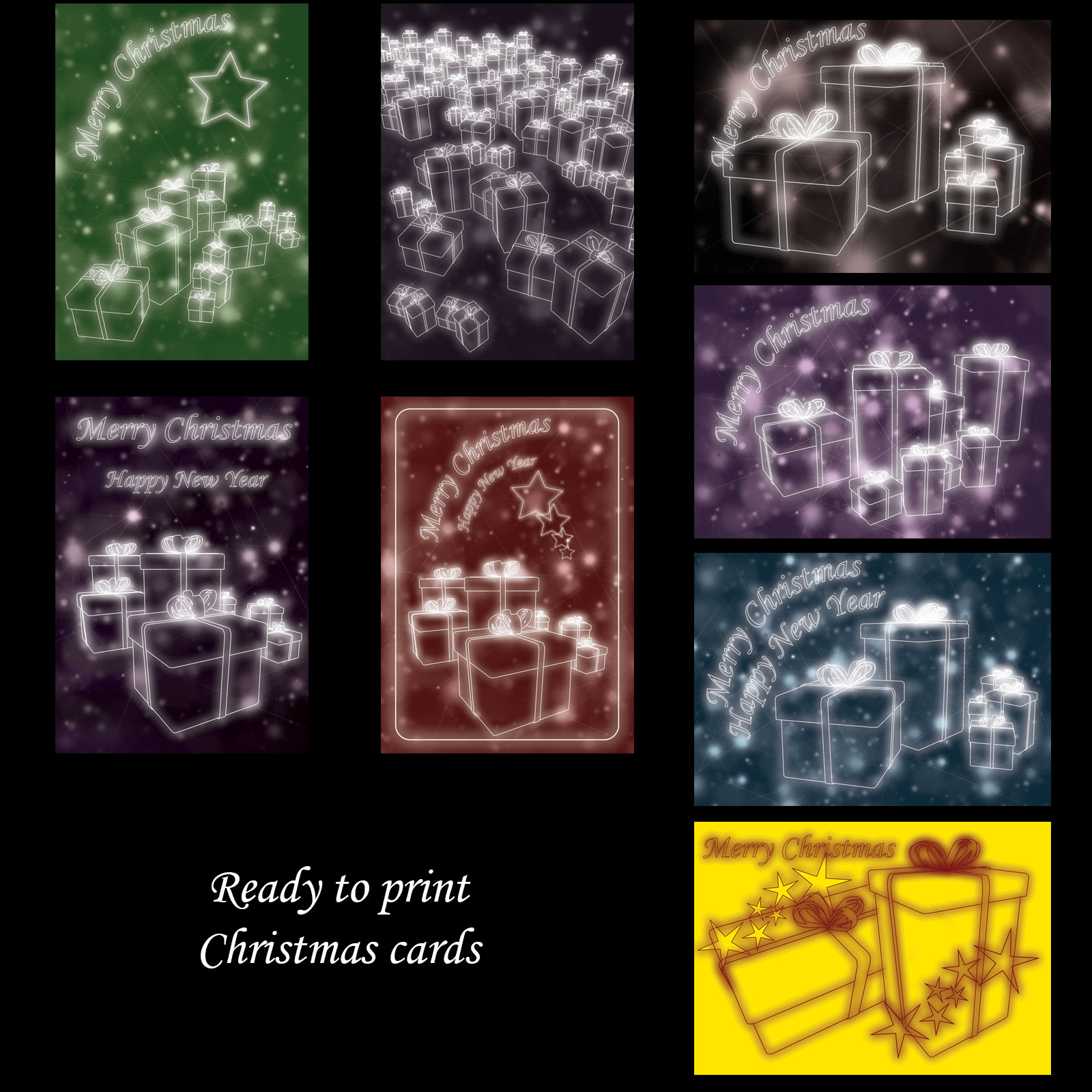 Neon Gifts Christmas Cards by N/A