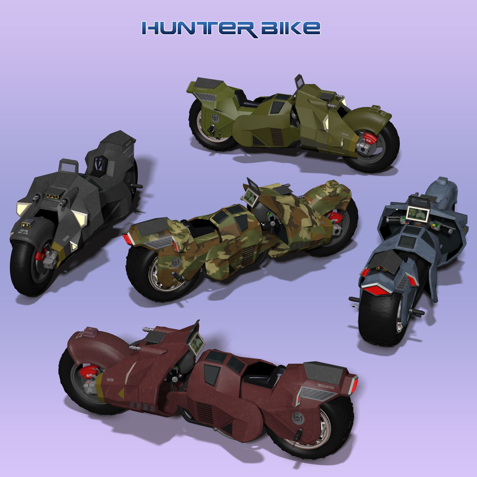 5 X Sci-Fi Motorcycles by N/A