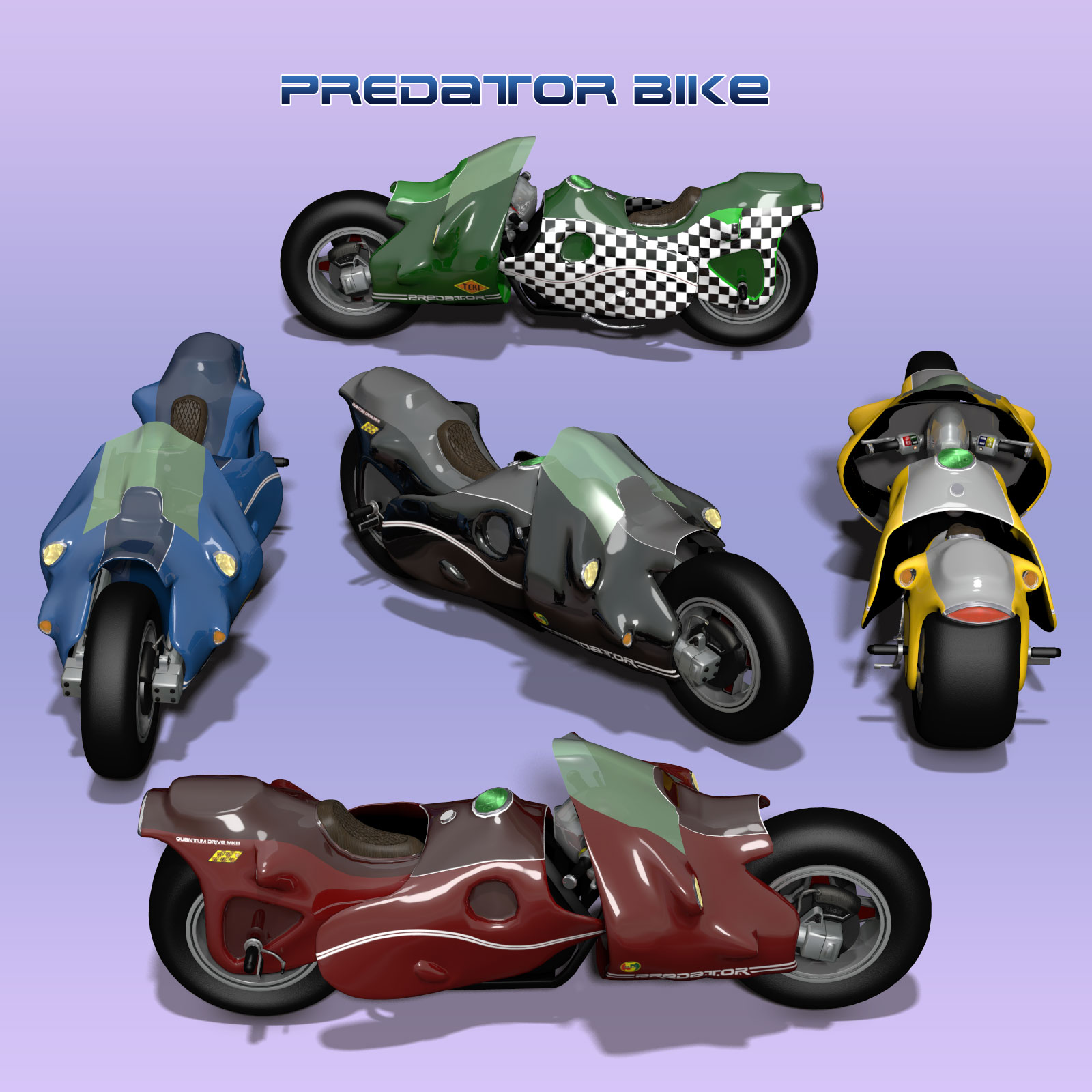 5 X Sci-Fi Motorcycles by N/A