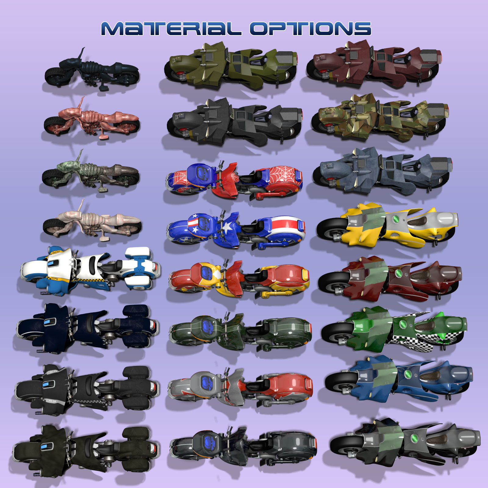 5 X Sci-Fi Motorcycles by N/A