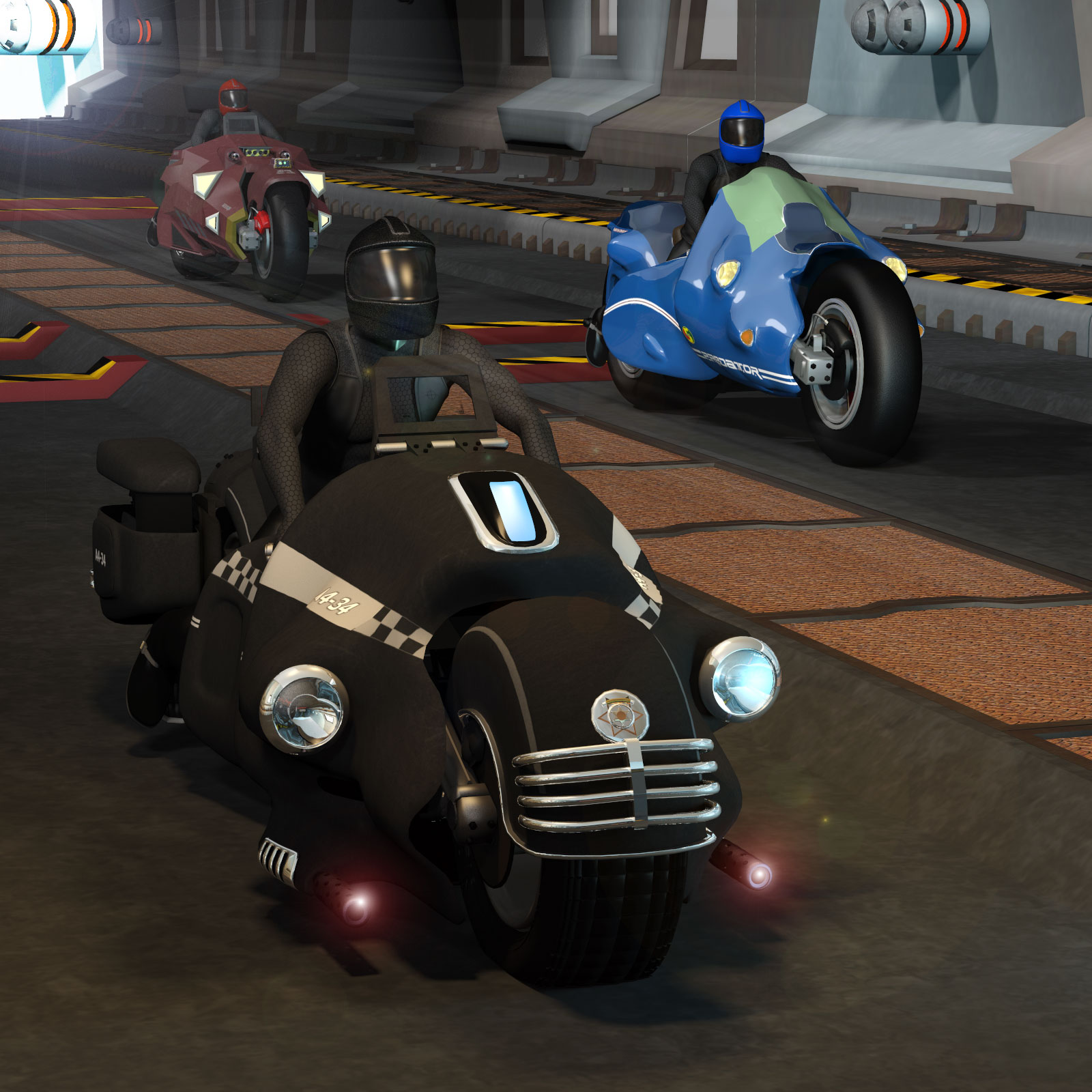 5 X Sci-Fi Motorcycles by N/A