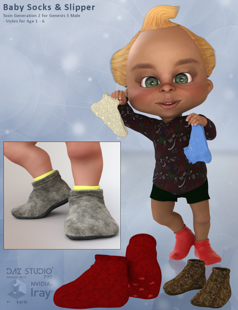 Baby Socks for Toon Generation 2 for Genesis 3 Male by N/A