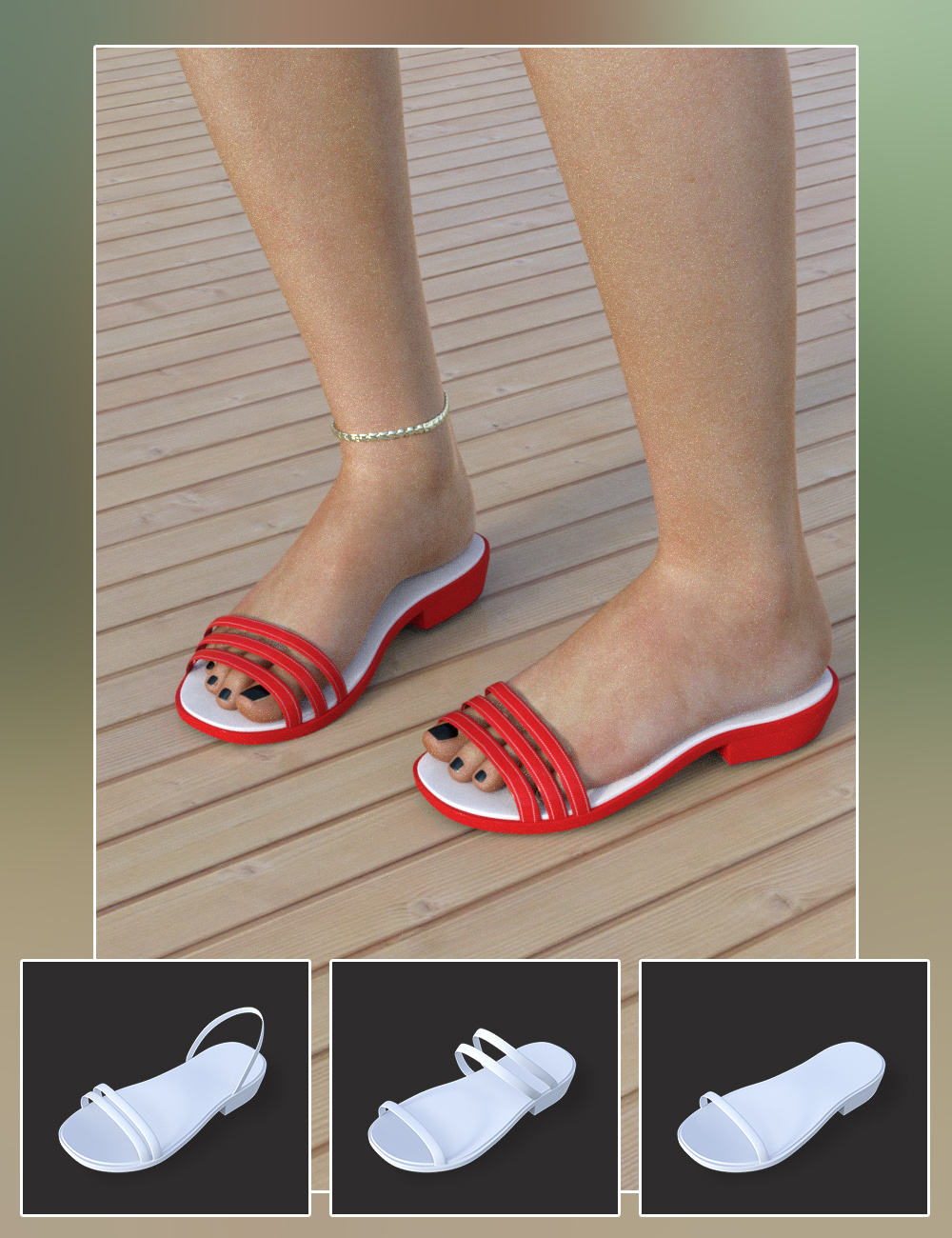 Low Heel Sandals for G3F by N/A
