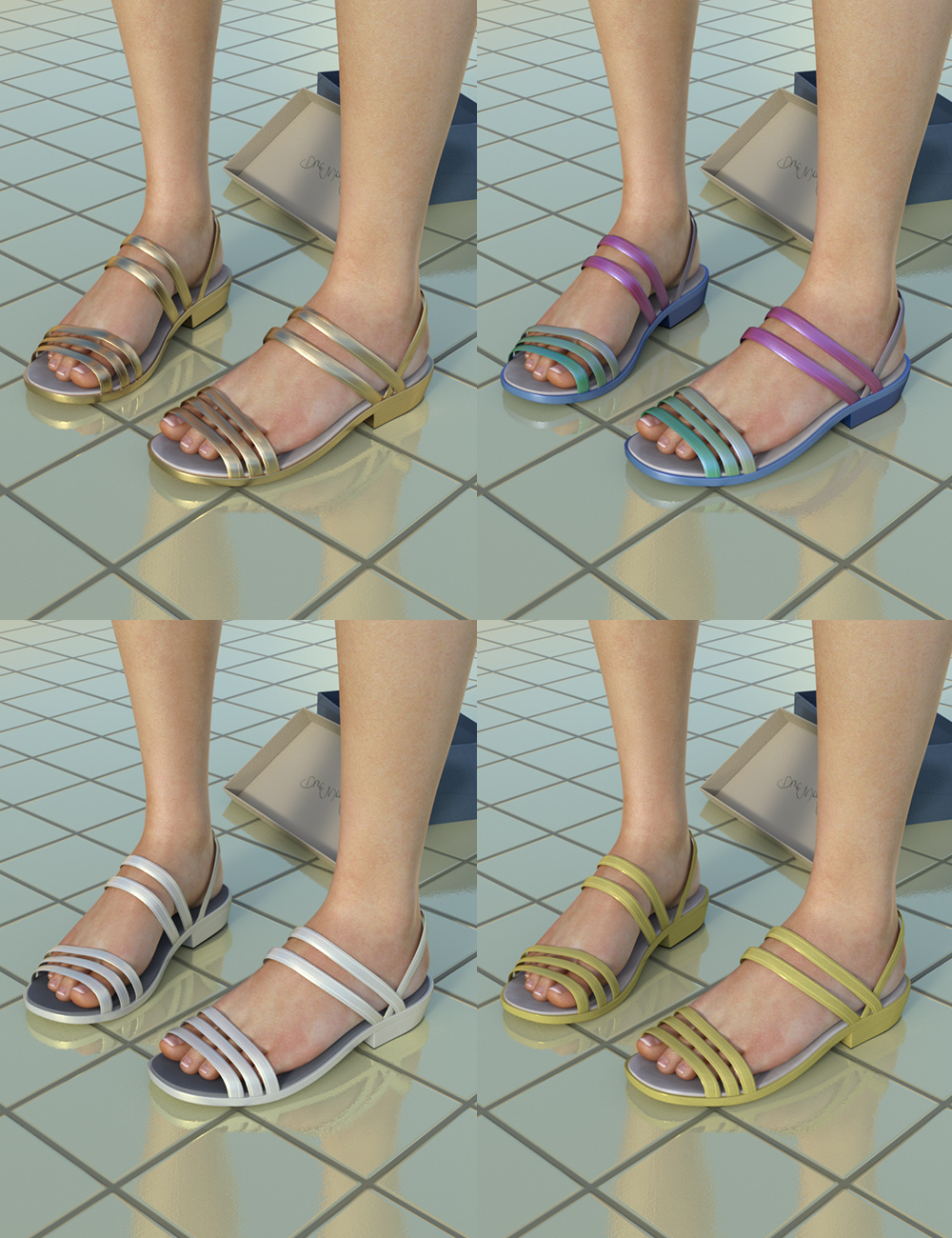 Low Heel Sandals for G3F by N/A