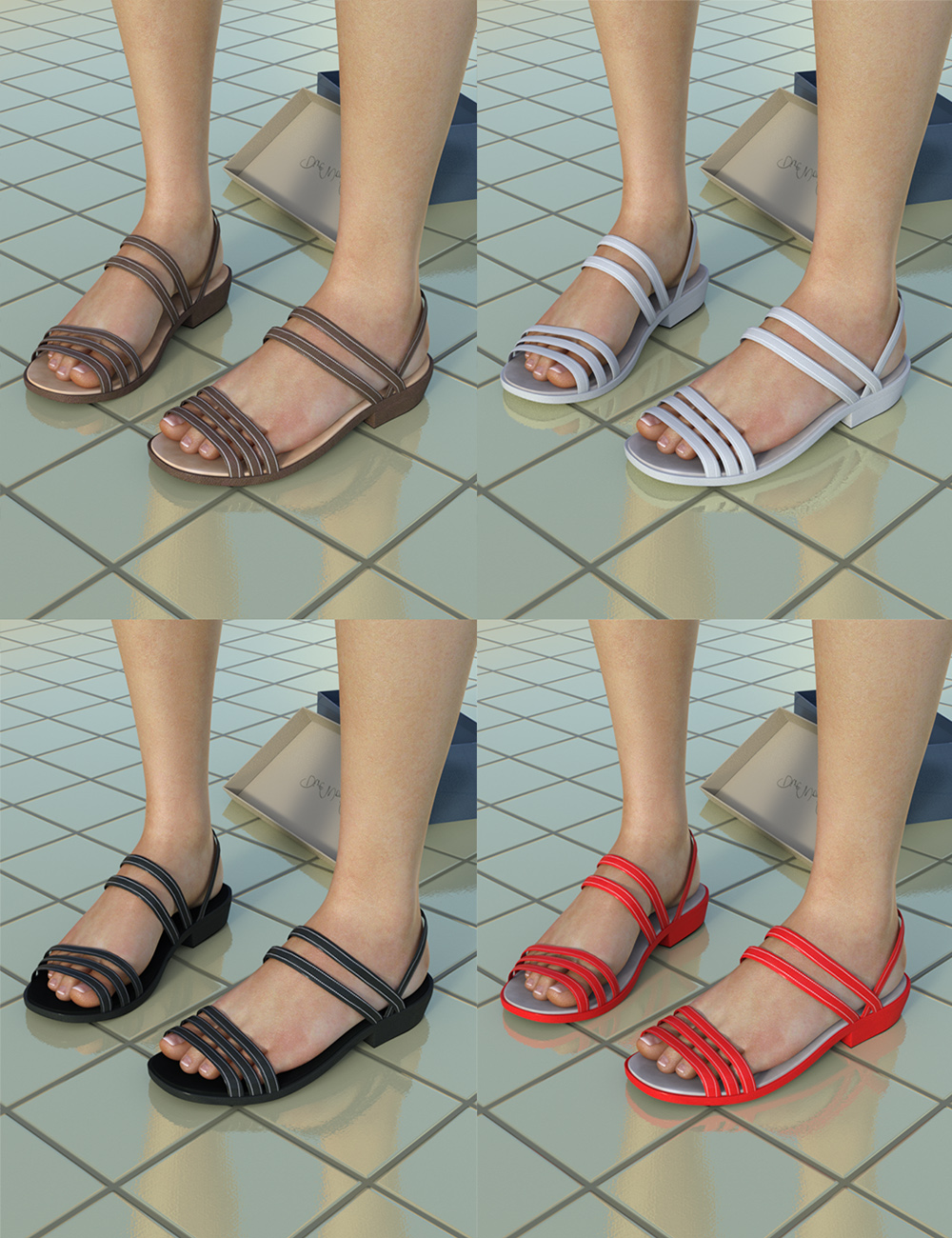 Low Heel Sandals for G3F by N/A