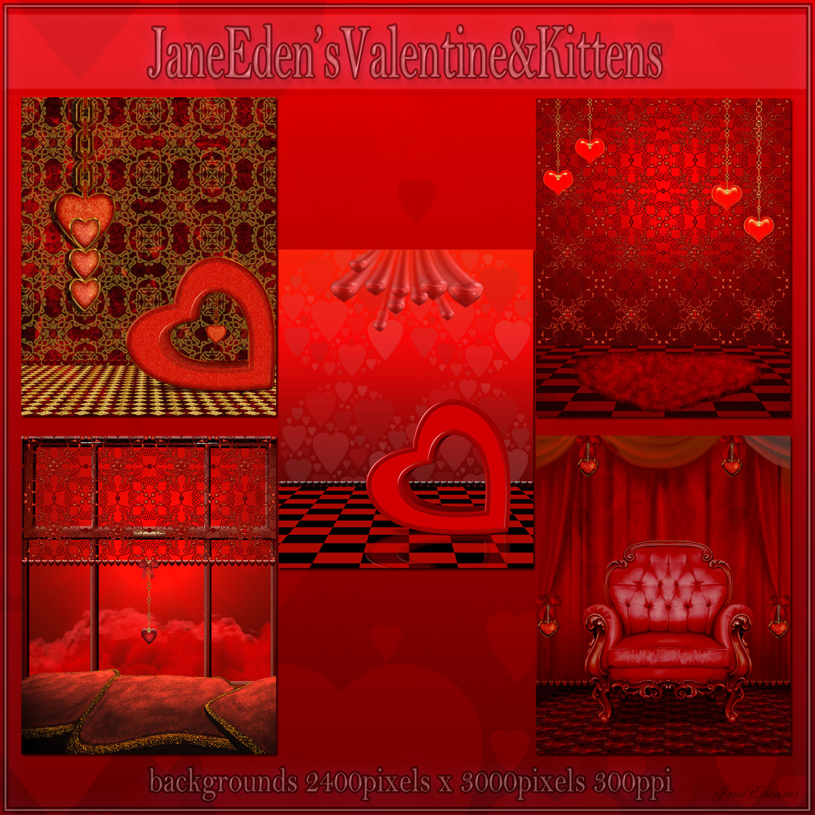 Jane Edens Valentines and Kittens by N/A