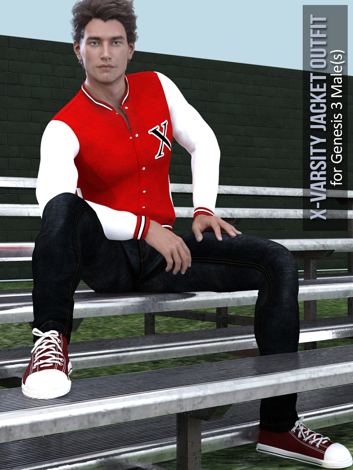 X-Varsity Jacket Outfits for Genesis 3 Males by N/A