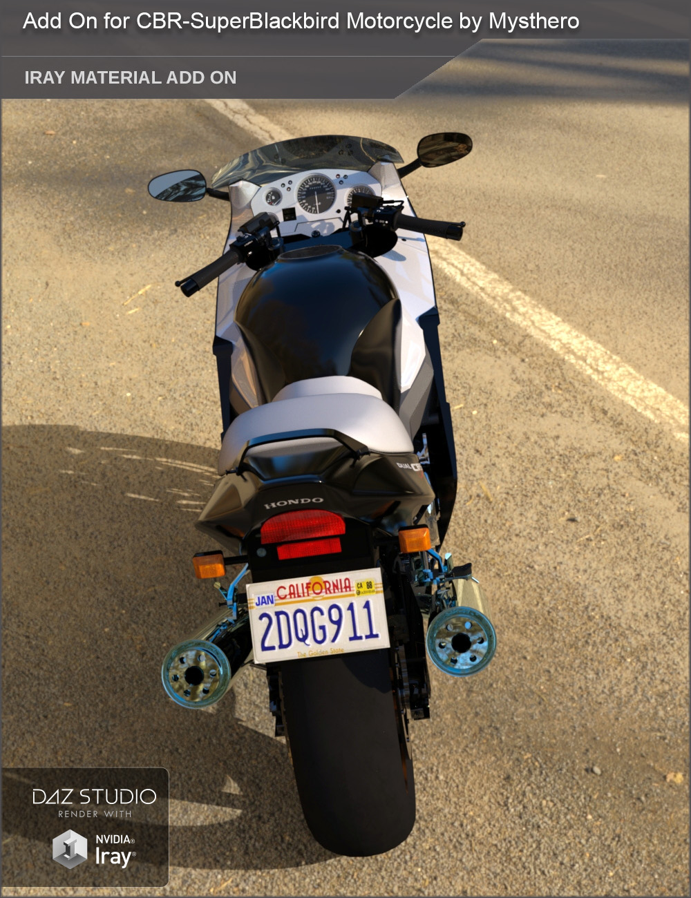 Add On Iray Extension for CBR-SuperBlackbird Motorcycle by Mysthero by N/A