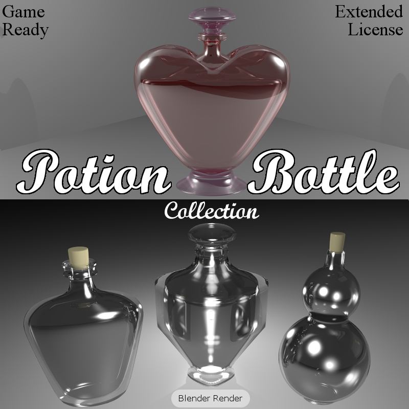 POTION BOTTLE Collection (BLEND, DAE, FBX, OBJ) Extended License by N/A