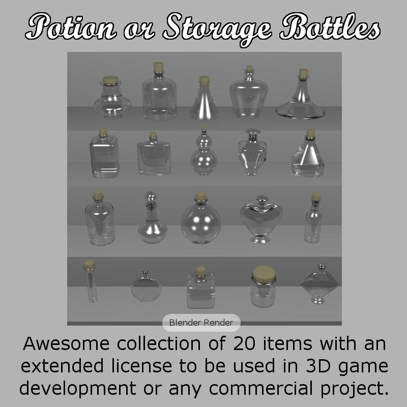 POTION BOTTLE Collection (BLEND, DAE, FBX, OBJ) Extended License by N/A