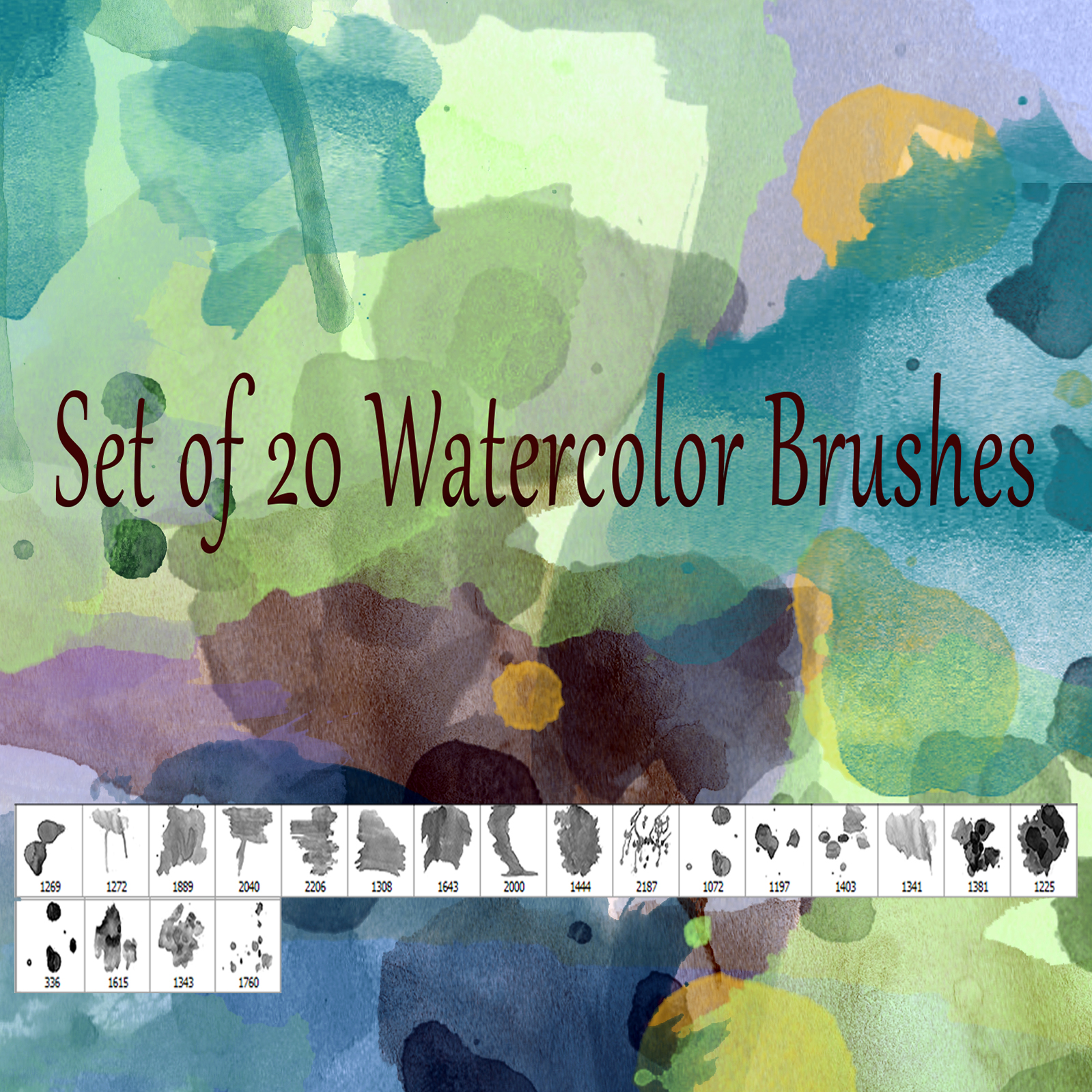 Set of 20 high-res watercolor brushes by N/A