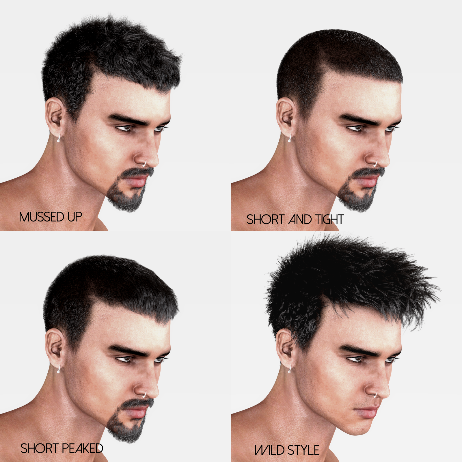Short Cropped Hair for Genesis 3 Male and Females by N/A