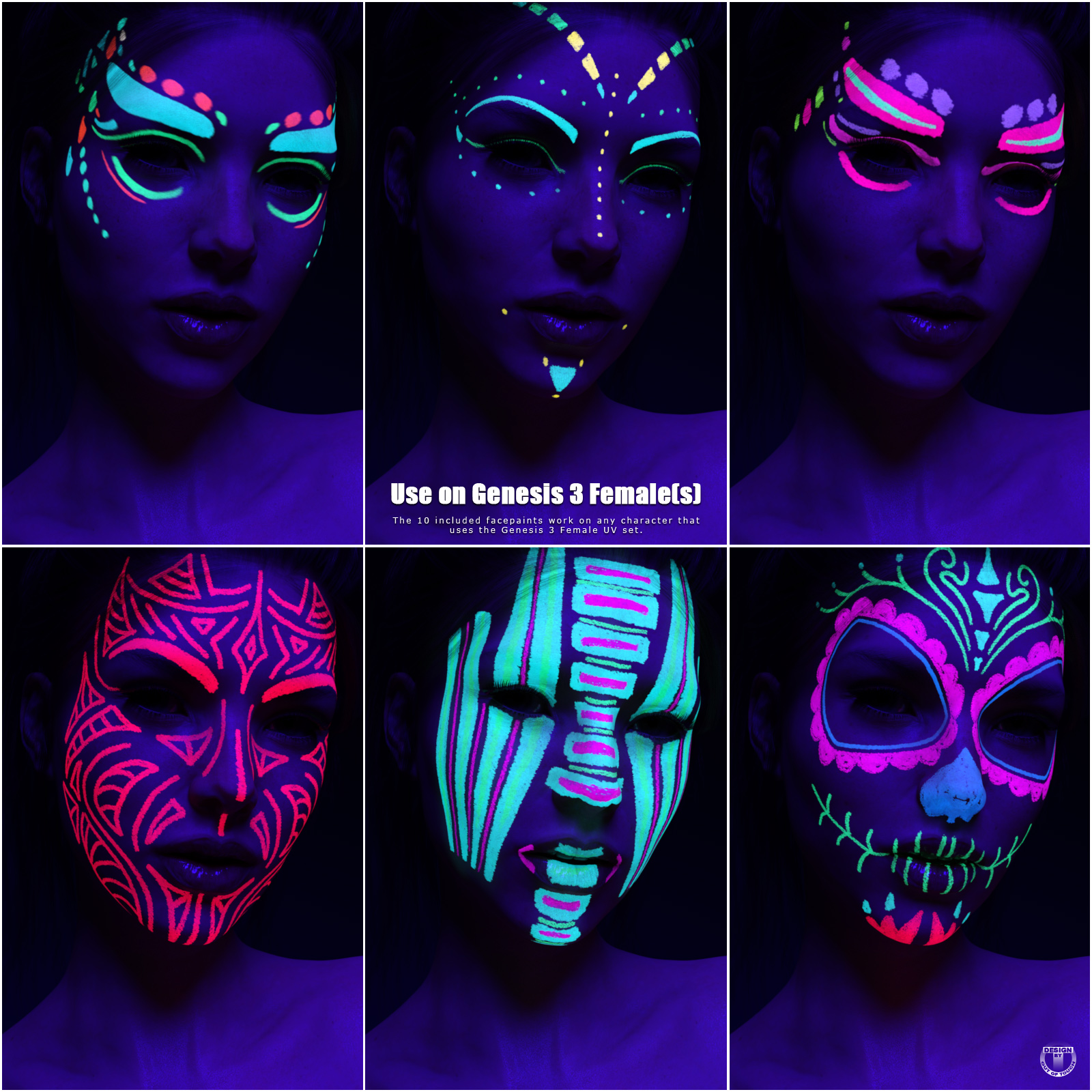 Neon Attraction: Bodypaints, Lights and Shaders for Genesis 3 Females by N/A