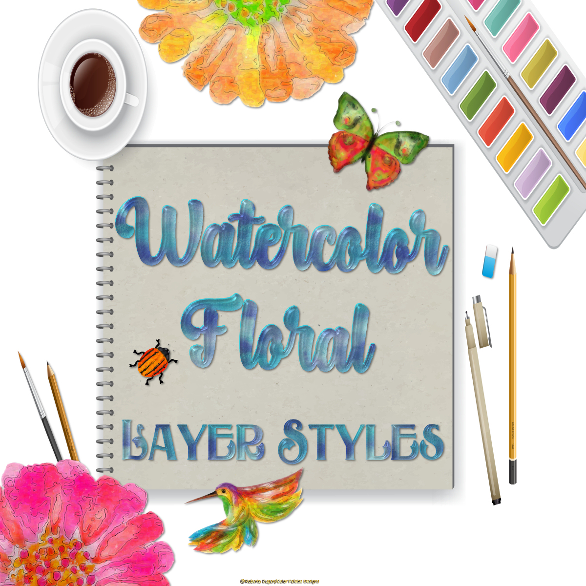 Watercolor Floral Layer Styles by N/A