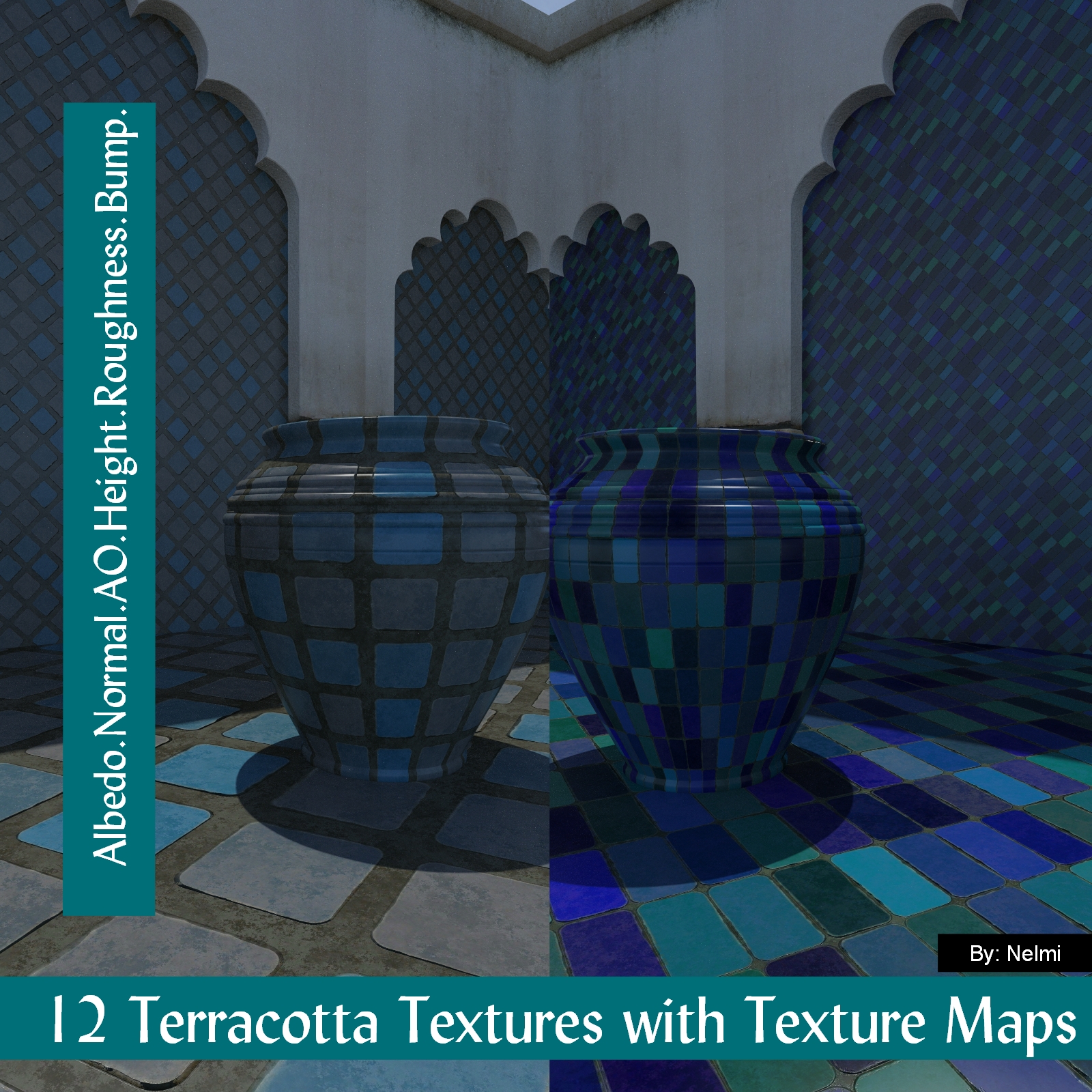 12 Seamless Terracotta Tiles and Texture Maps by N/A
