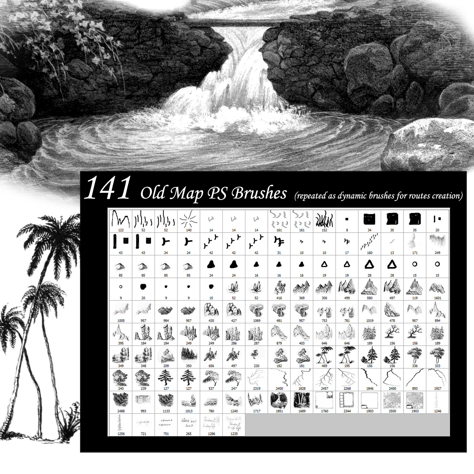 Old Map Routes and Landscapes PS Brushes by N/A