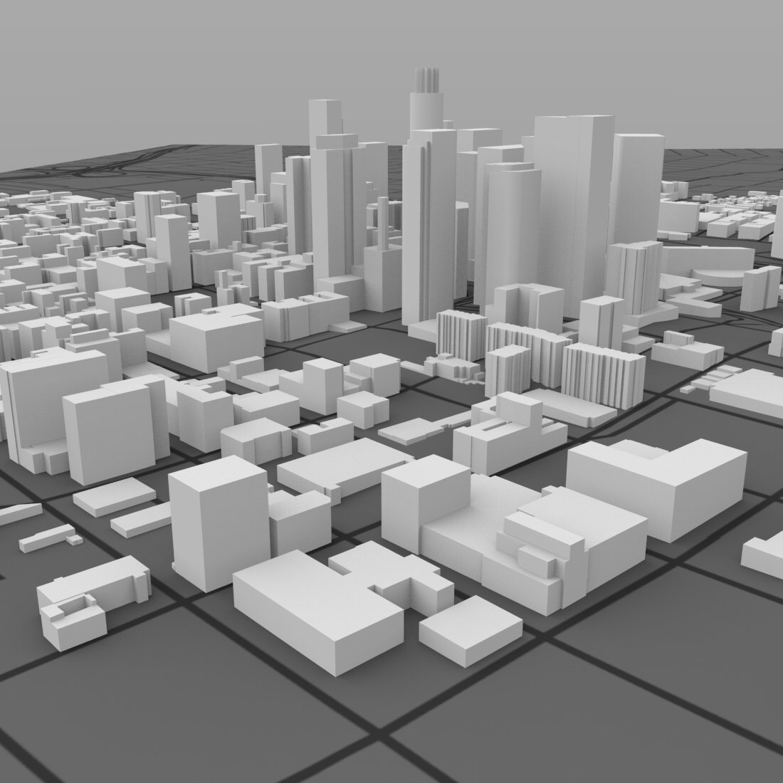 Los Angeles Cityscape 3ds and obj format - Extended License by N/A