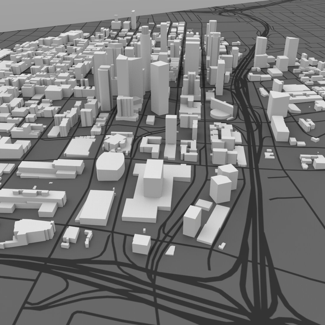Los Angeles Cityscape 3ds and obj format - Extended License by N/A