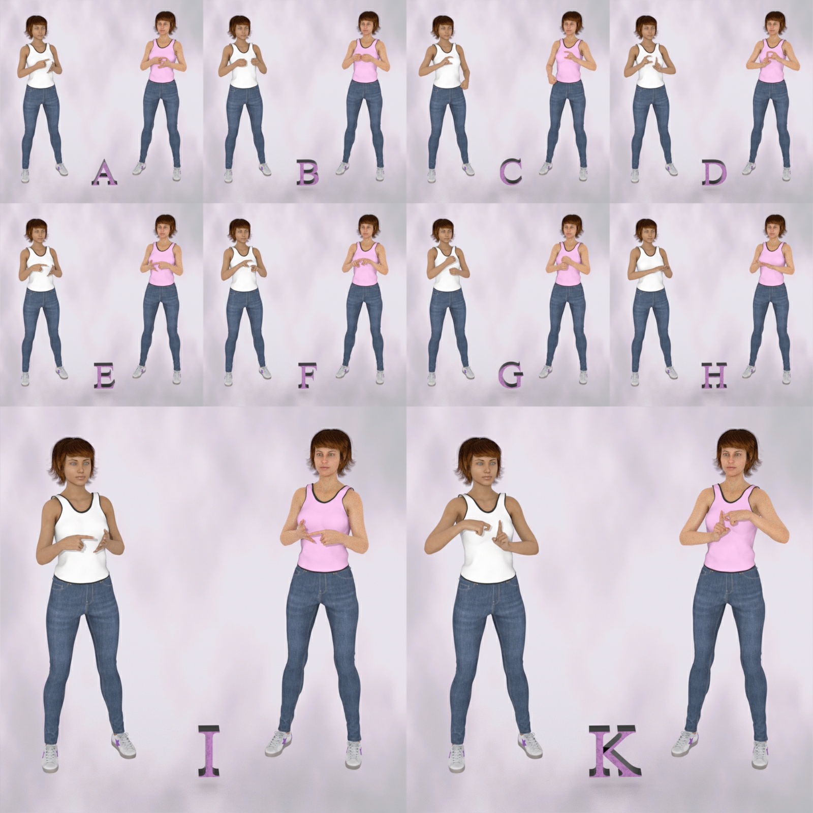 BSL Fingerspell Poses for G8F and Victoria 8 by N/A