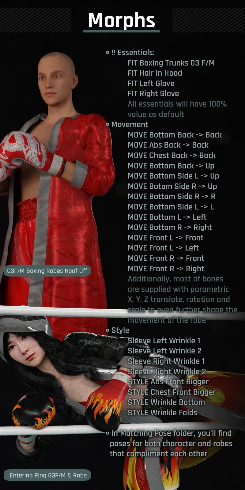 Boxing Robes G3 Pack for Genesis 3 Female and Male by N/A