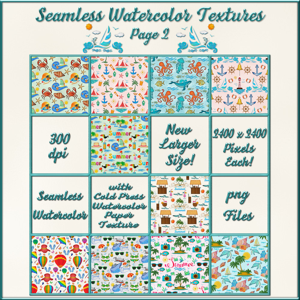 Sun Sea and Sand Watercolor Pack by N/A