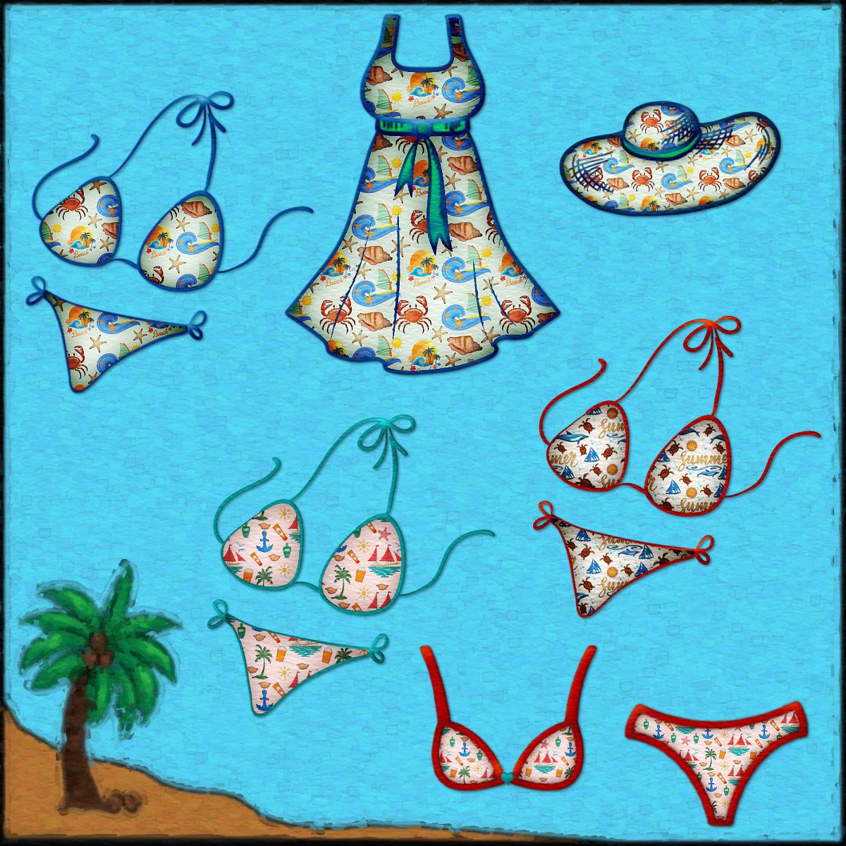 Sun Sea and Sand Watercolor Pack by N/A