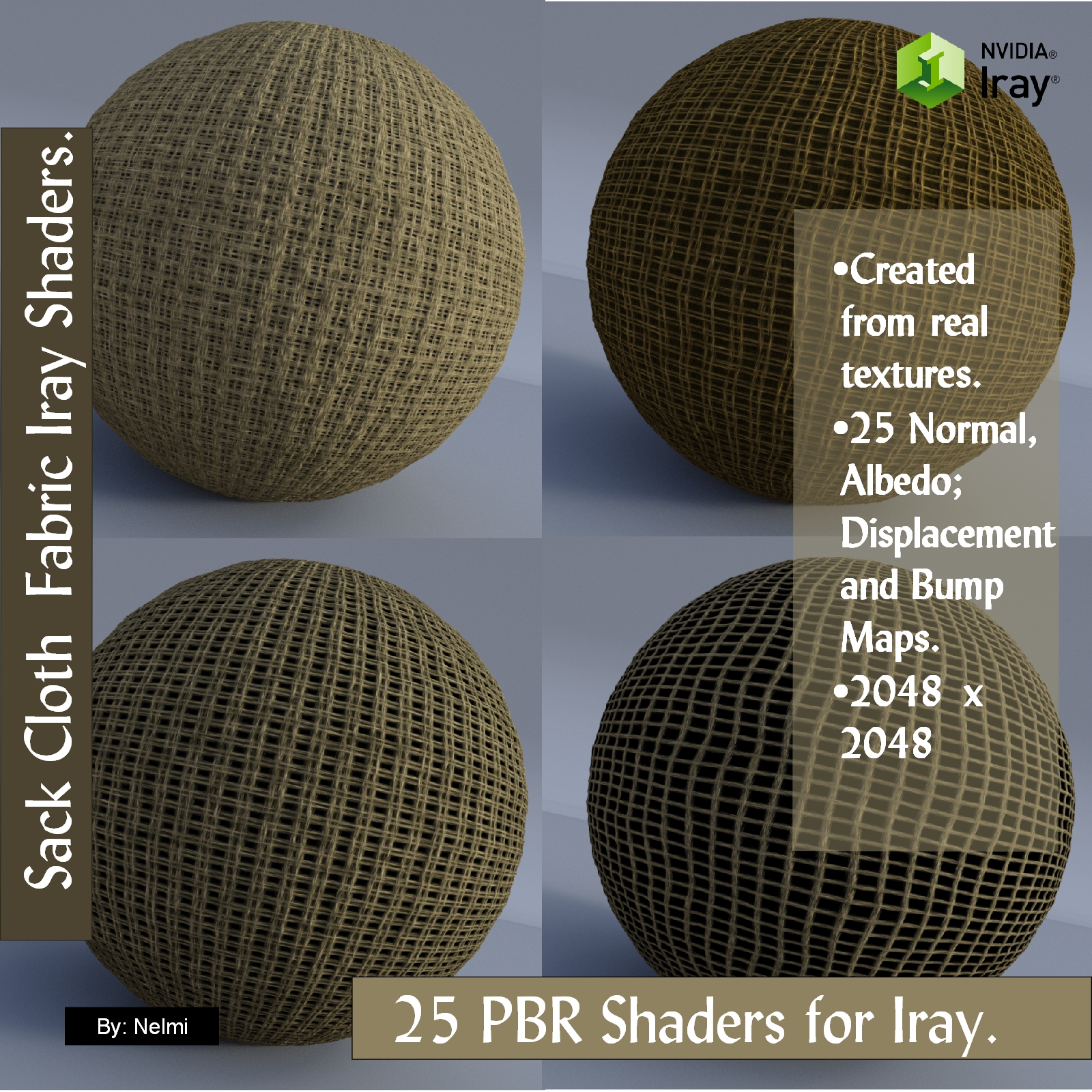 25 Sackcloth PBR Fabric Iray Shaders for Daz Studio by N/A