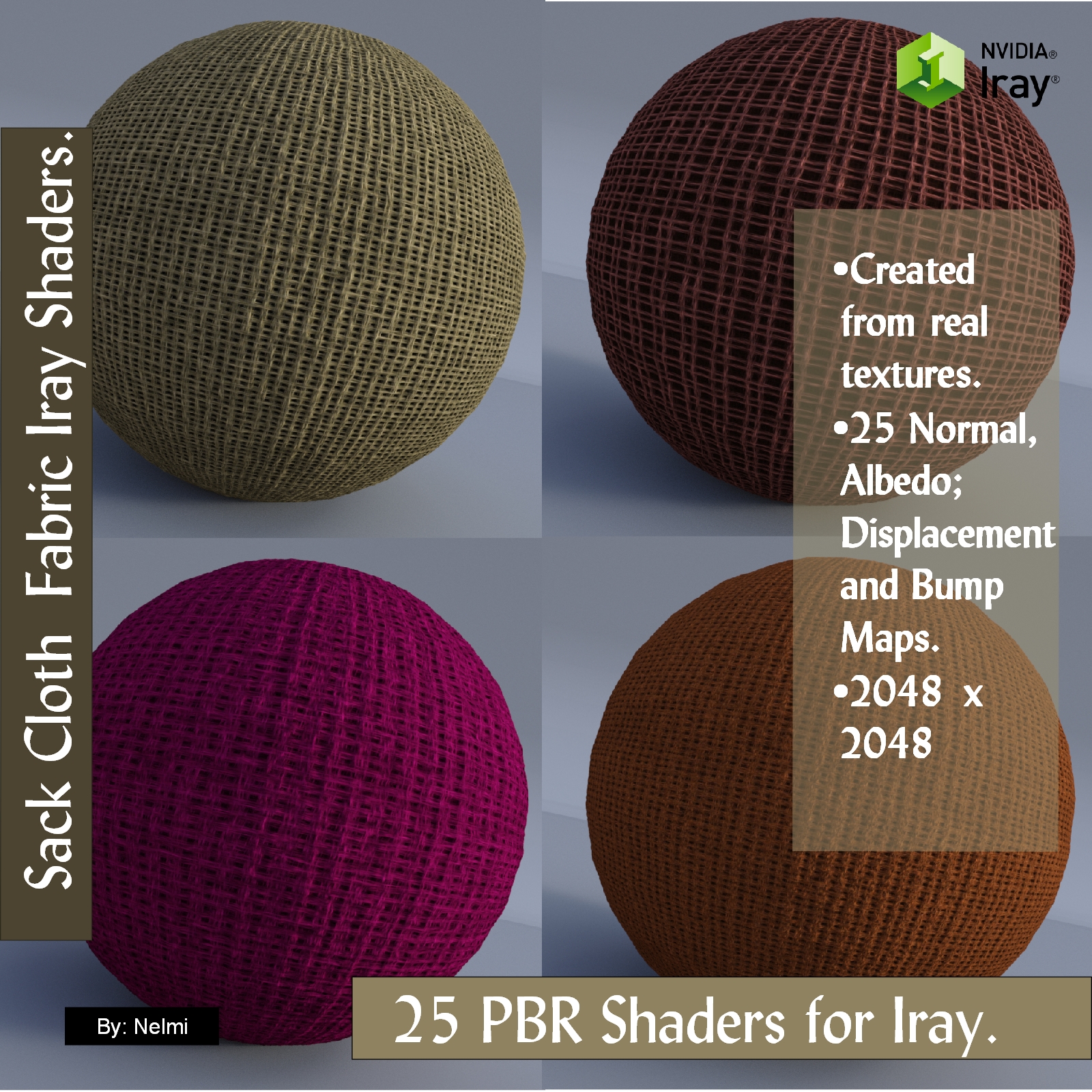 25 Sackcloth PBR Fabric Iray Shaders for Daz Studio by N/A