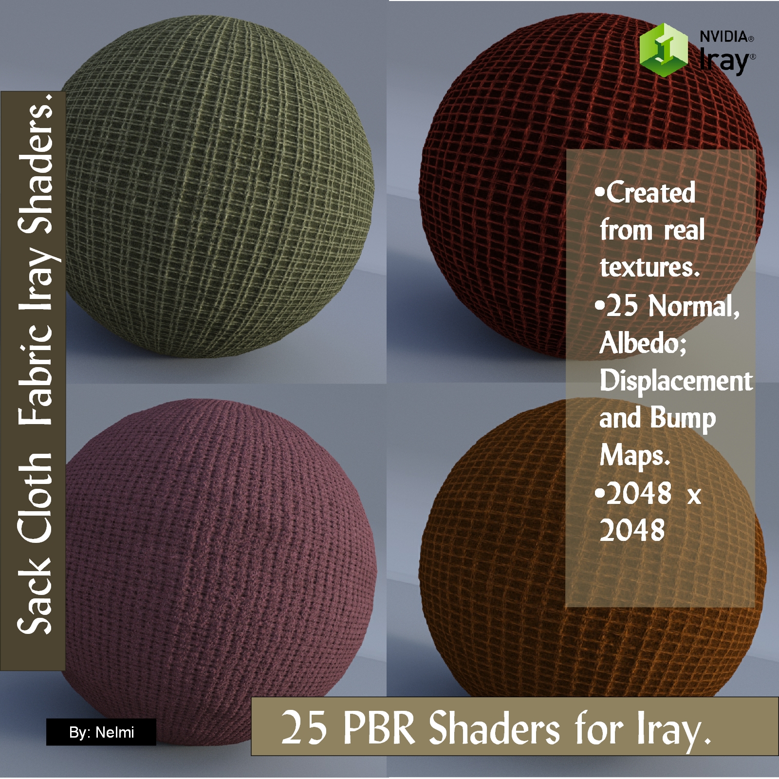 25 Sackcloth PBR Fabric Iray Shaders for Daz Studio by N/A
