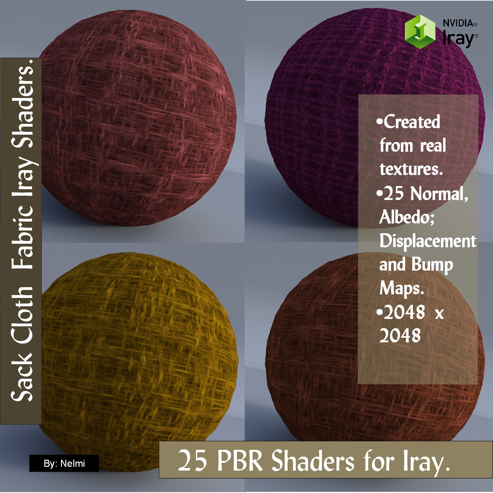 25 Sackcloth PBR Fabric Iray Shaders for Daz Studio by N/A
