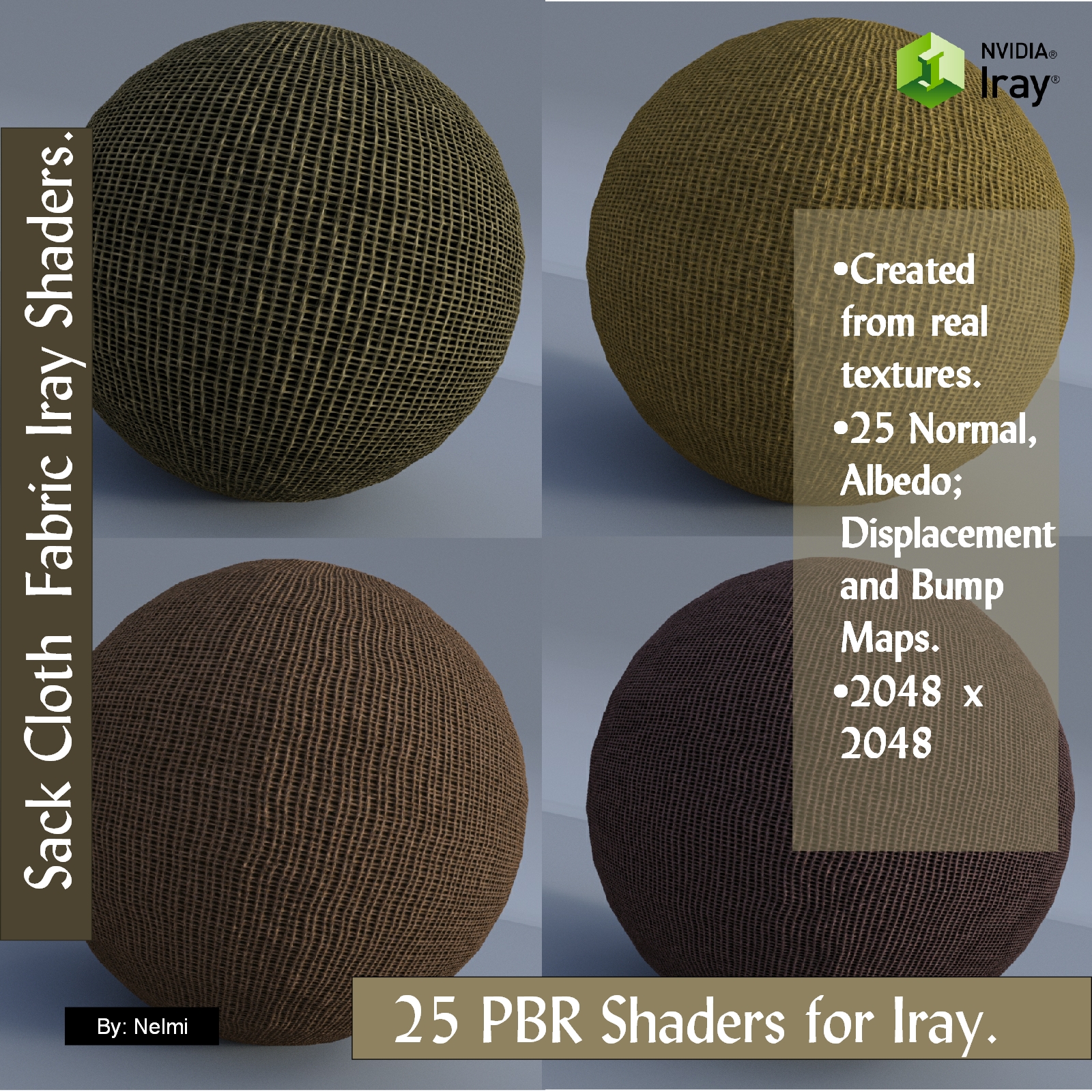 25 Sackcloth PBR Fabric Iray Shaders for Daz Studio by N/A