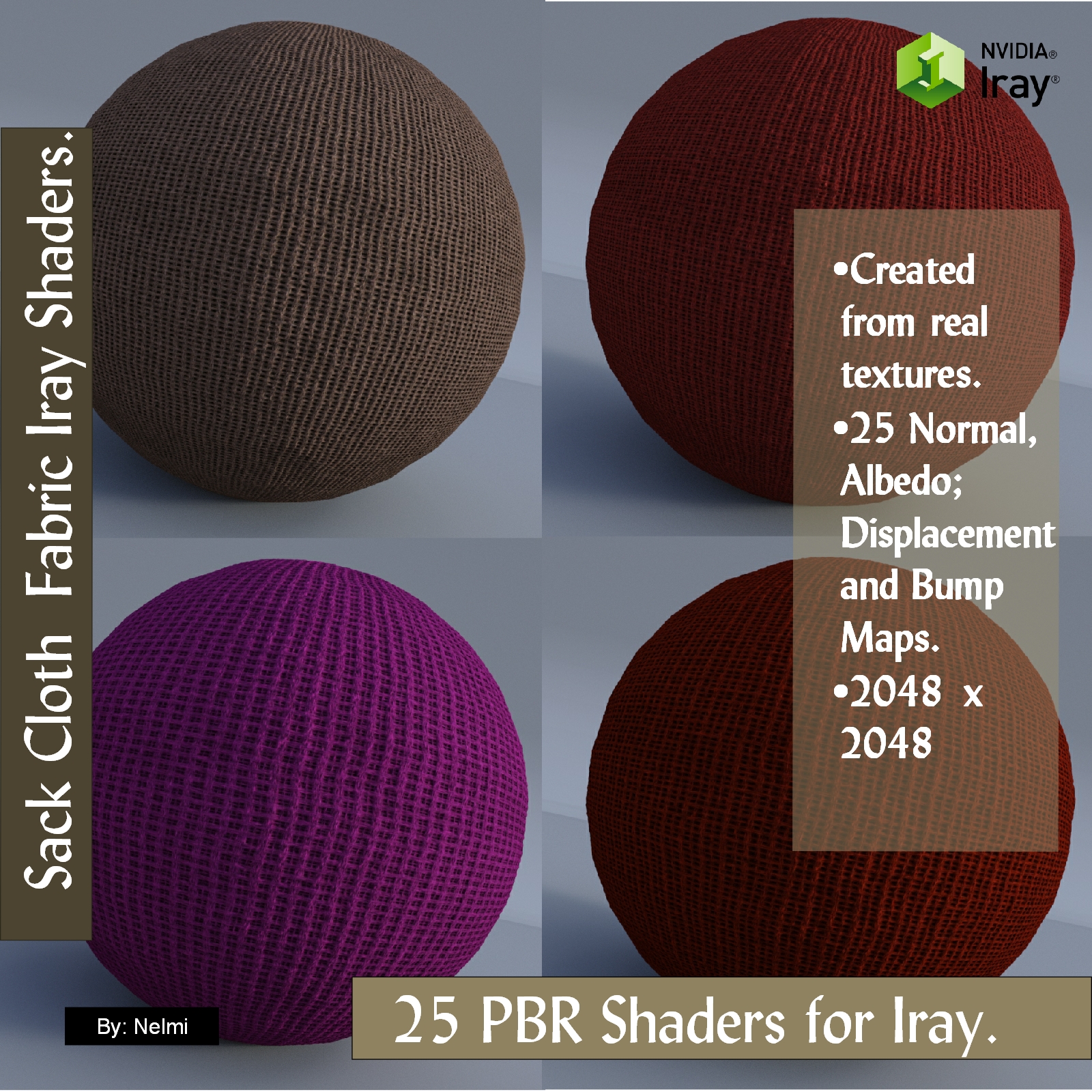 25 Sackcloth PBR Fabric Iray Shaders for Daz Studio by N/A
