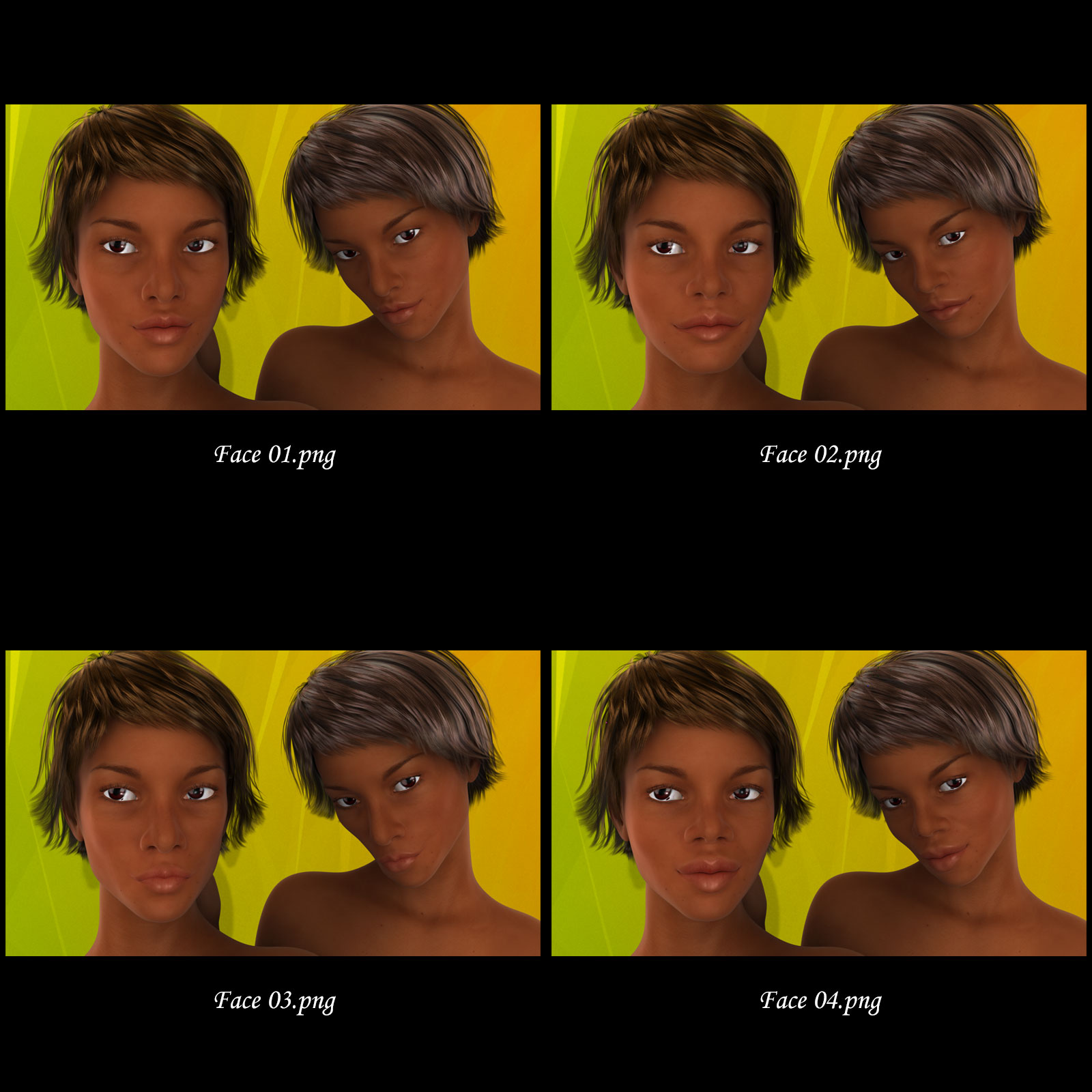 African Female Faces Morphs for Genesis 3 Female by N/A