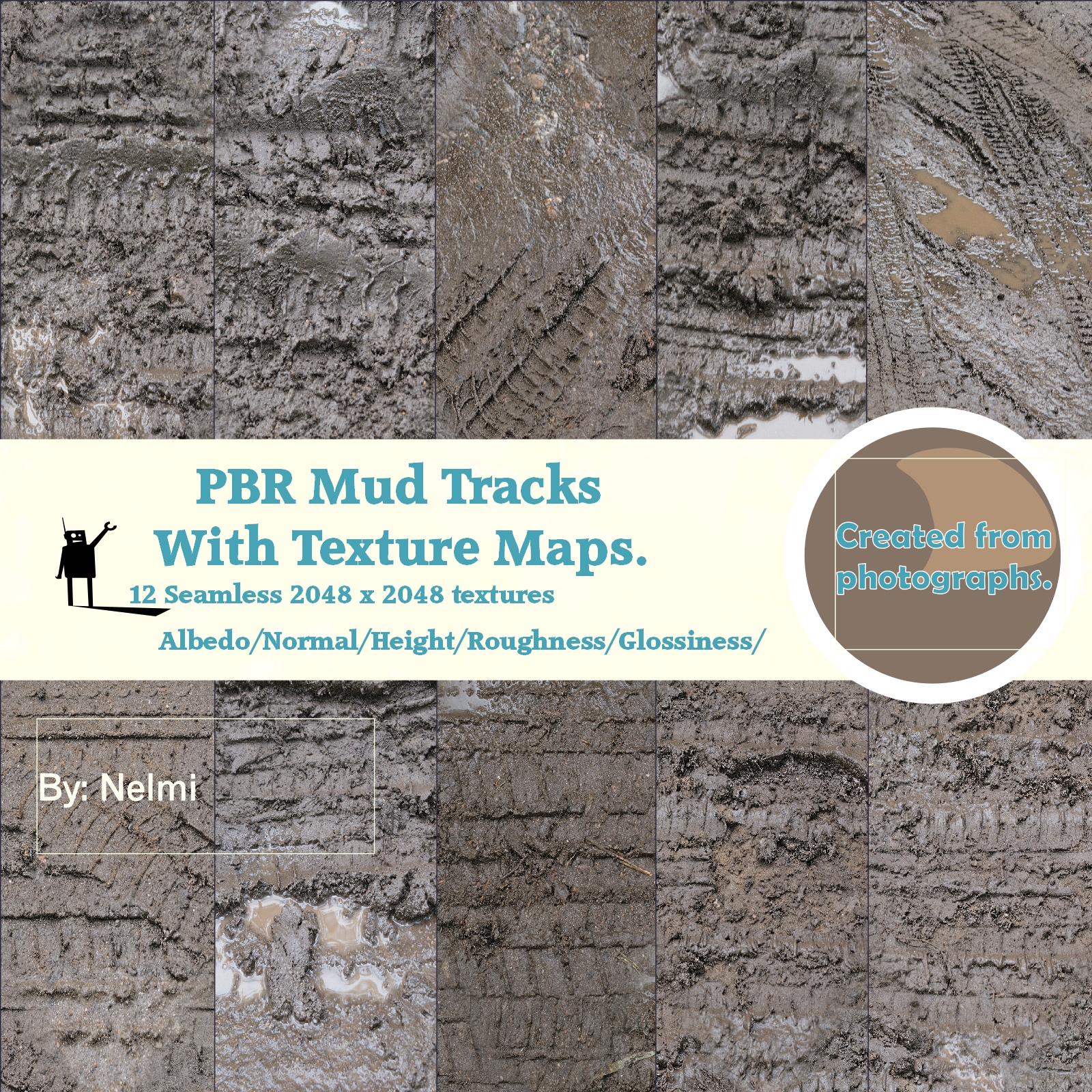12 Mud Tracks PBR Textures with Texture Maps by N/A