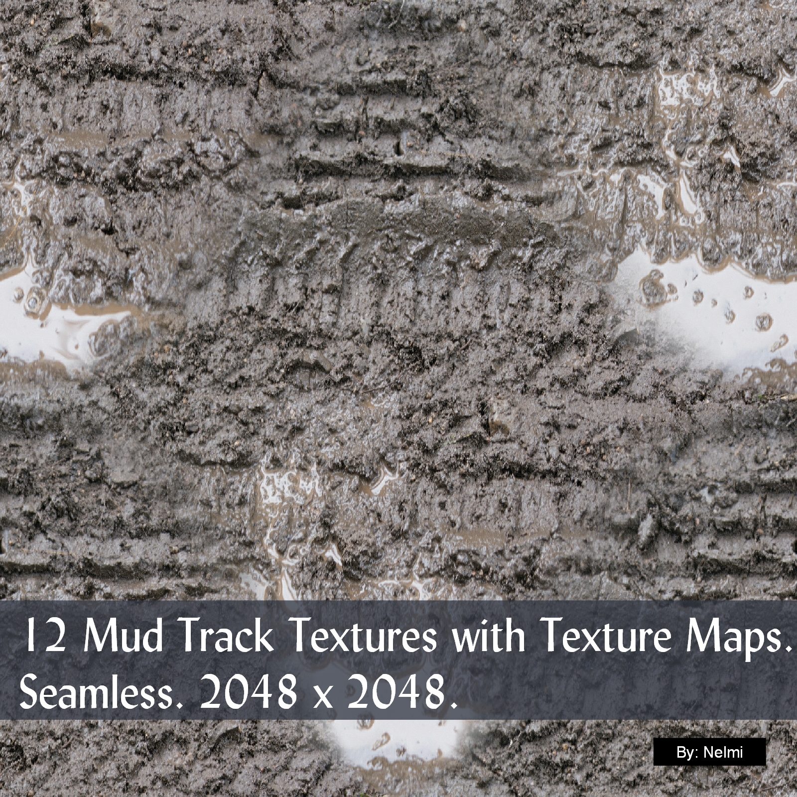 12 Mud Tracks PBR Textures with Texture Maps by N/A
