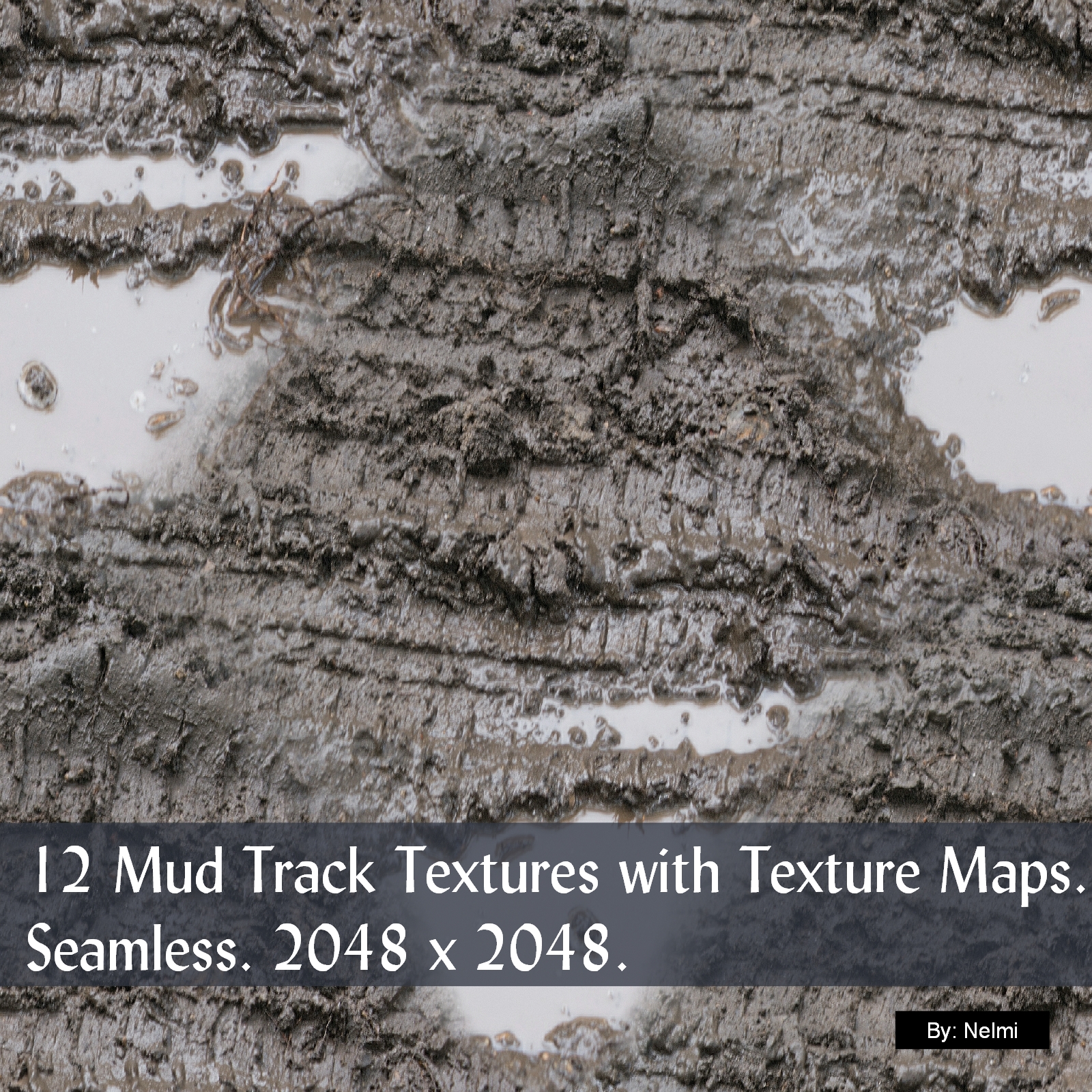 12 Mud Tracks PBR Textures with Texture Maps by N/A