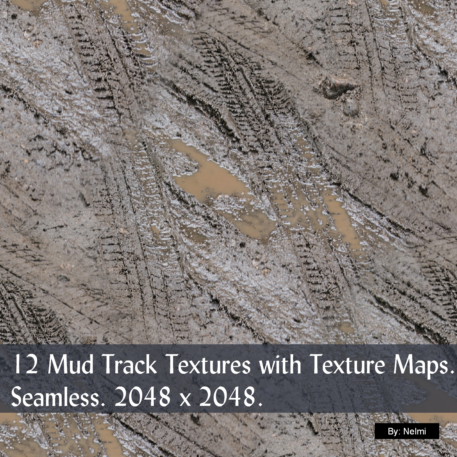 12 Mud Tracks PBR Textures with Texture Maps by N/A
