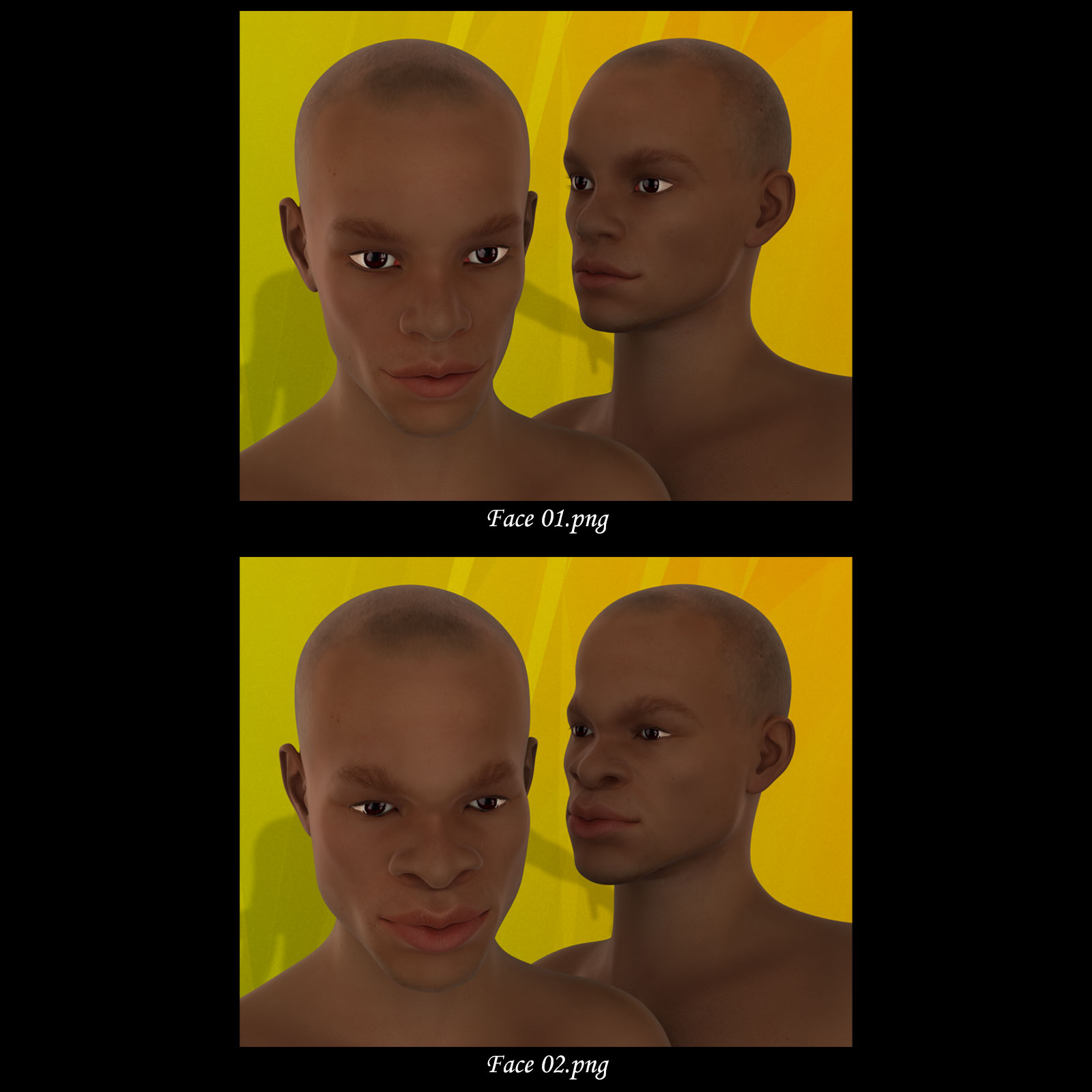 African Male Faces Morphs for Genesis 3 Male by N/A