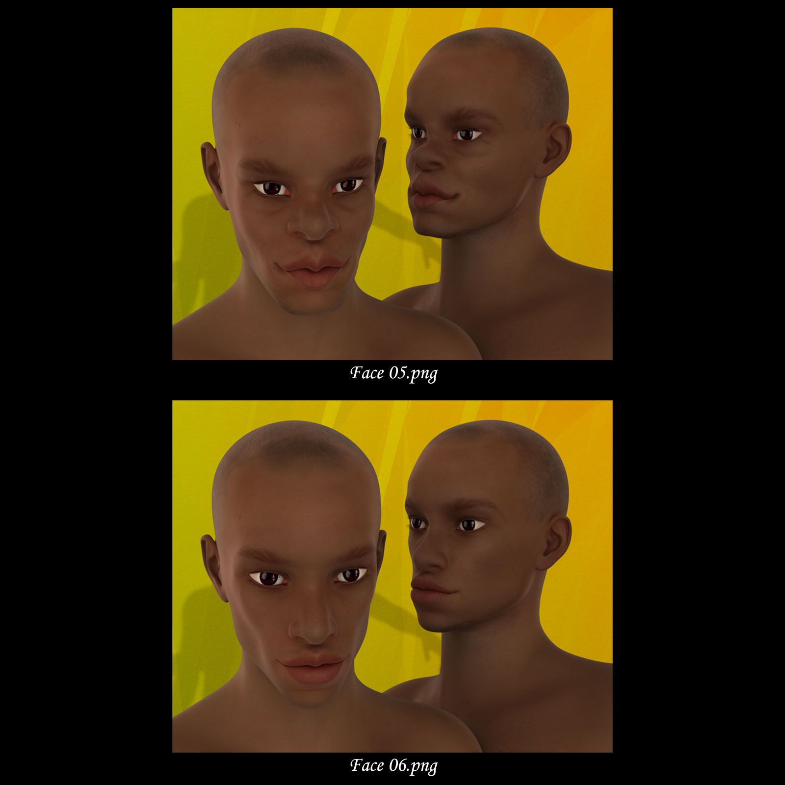 African Male Faces Morphs for Genesis 3 Male by N/A