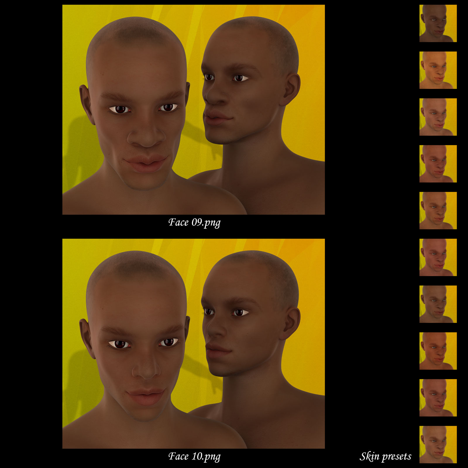 African Male Faces Morphs for Genesis 3 Male by N/A