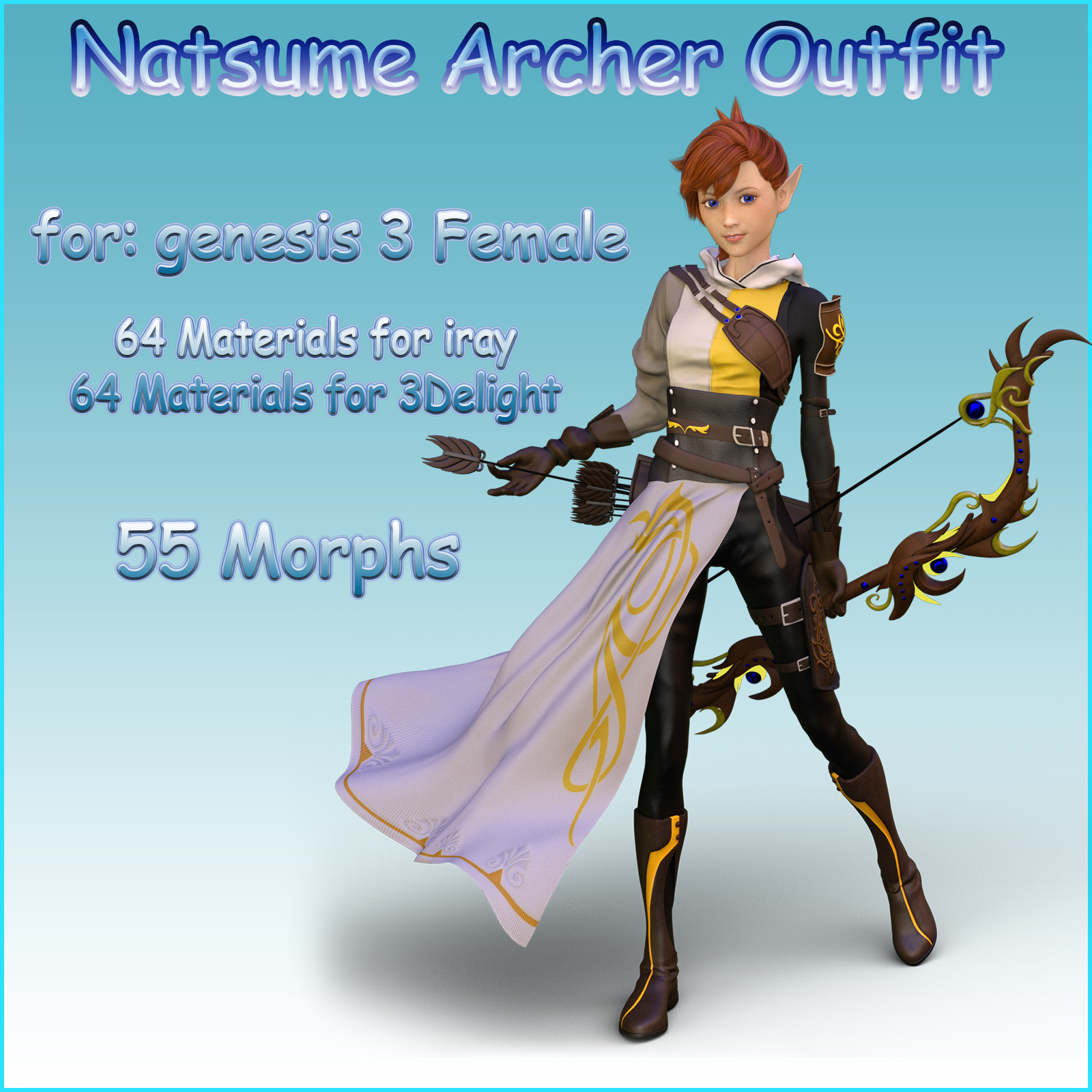 Natsume Archer Outfit for G3F by N/A