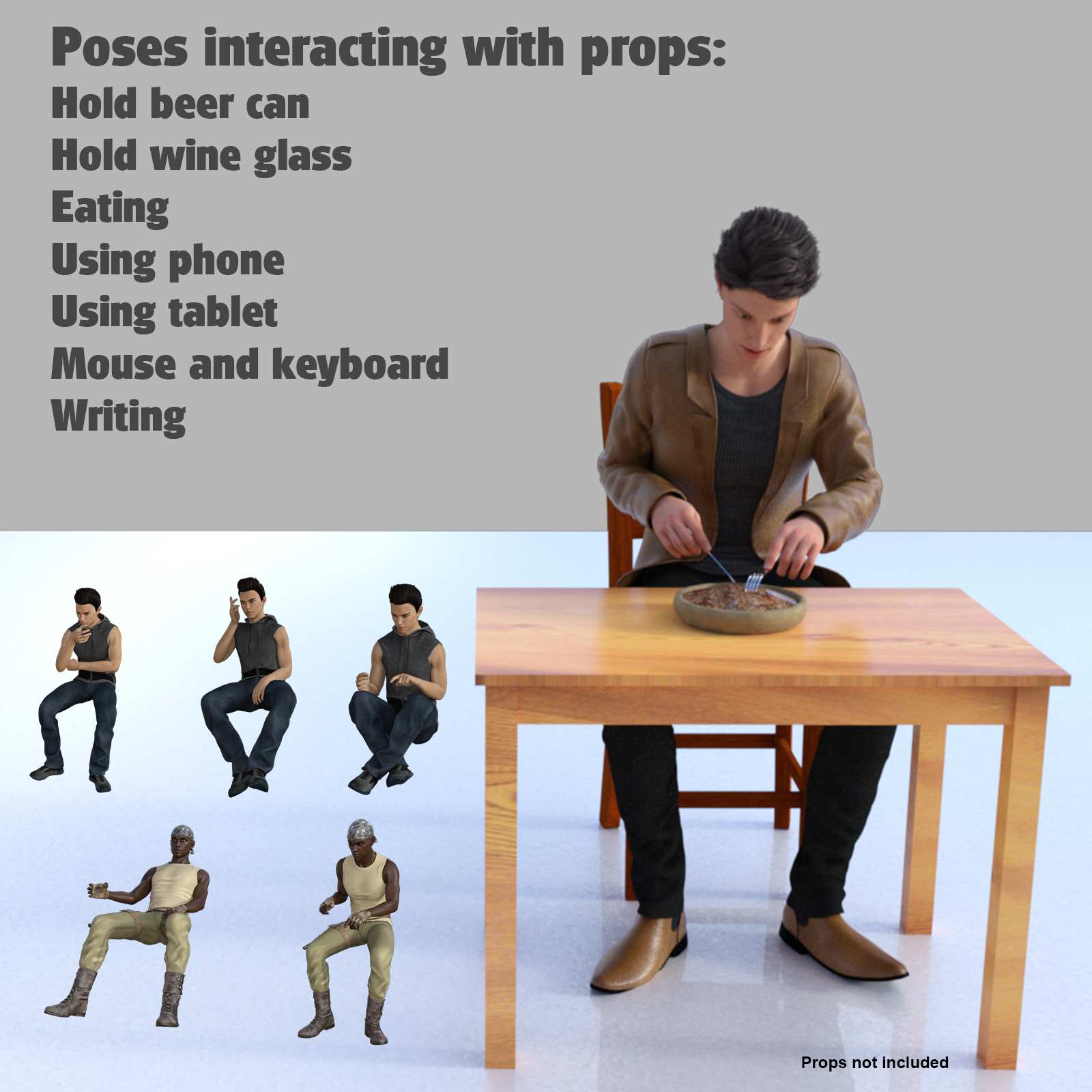 Sitting poses for Genesis 3 males by N/A