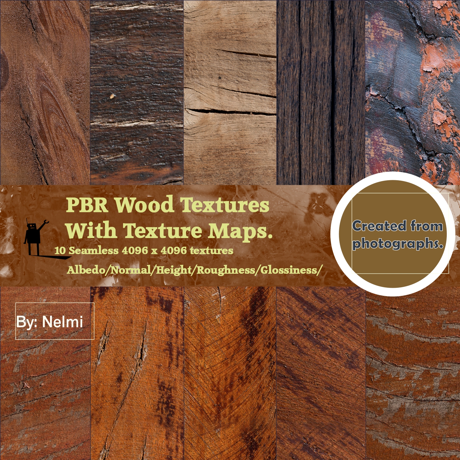 10 PBR Wood Textures with Texture Maps by N/A